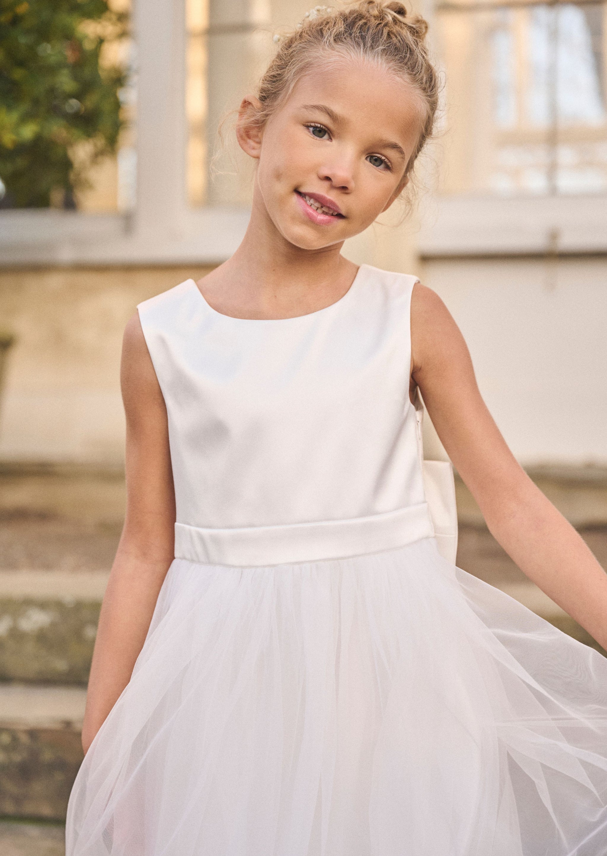 Girls White Junior Bridesmaid Dress