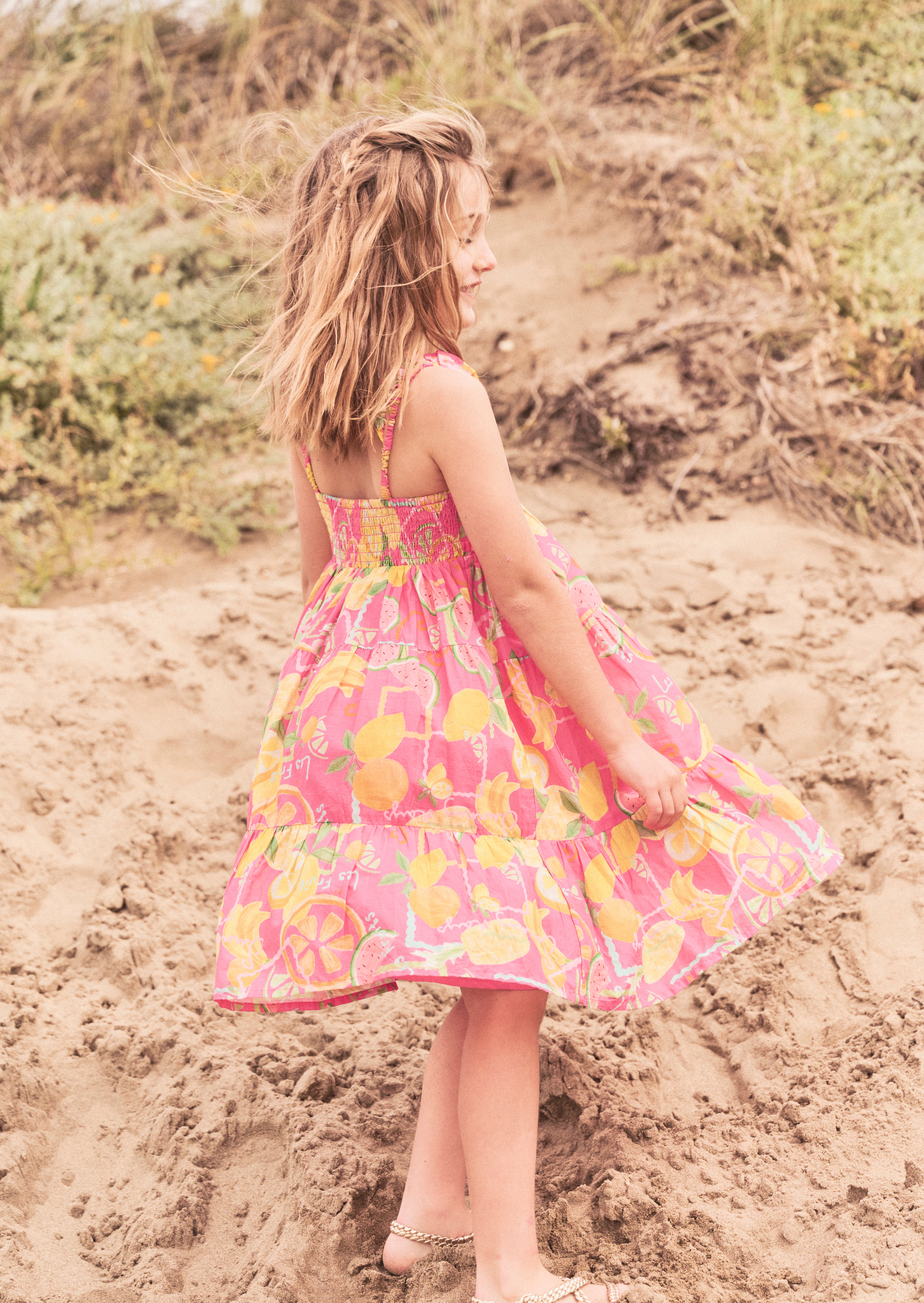 Robe d'été imprimée fruits rose Eliana