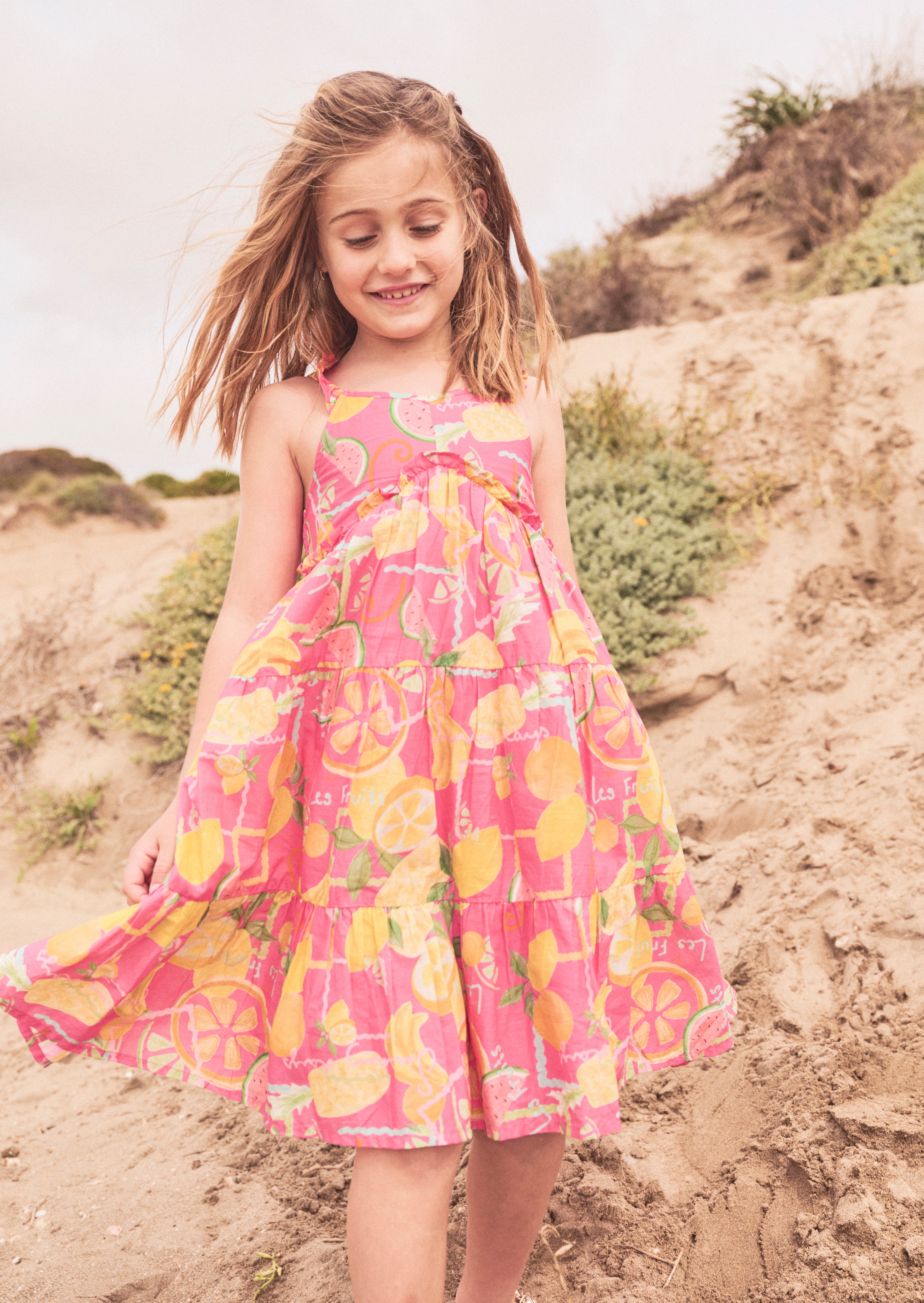 Robe d'été imprimée fruits rose Eliana