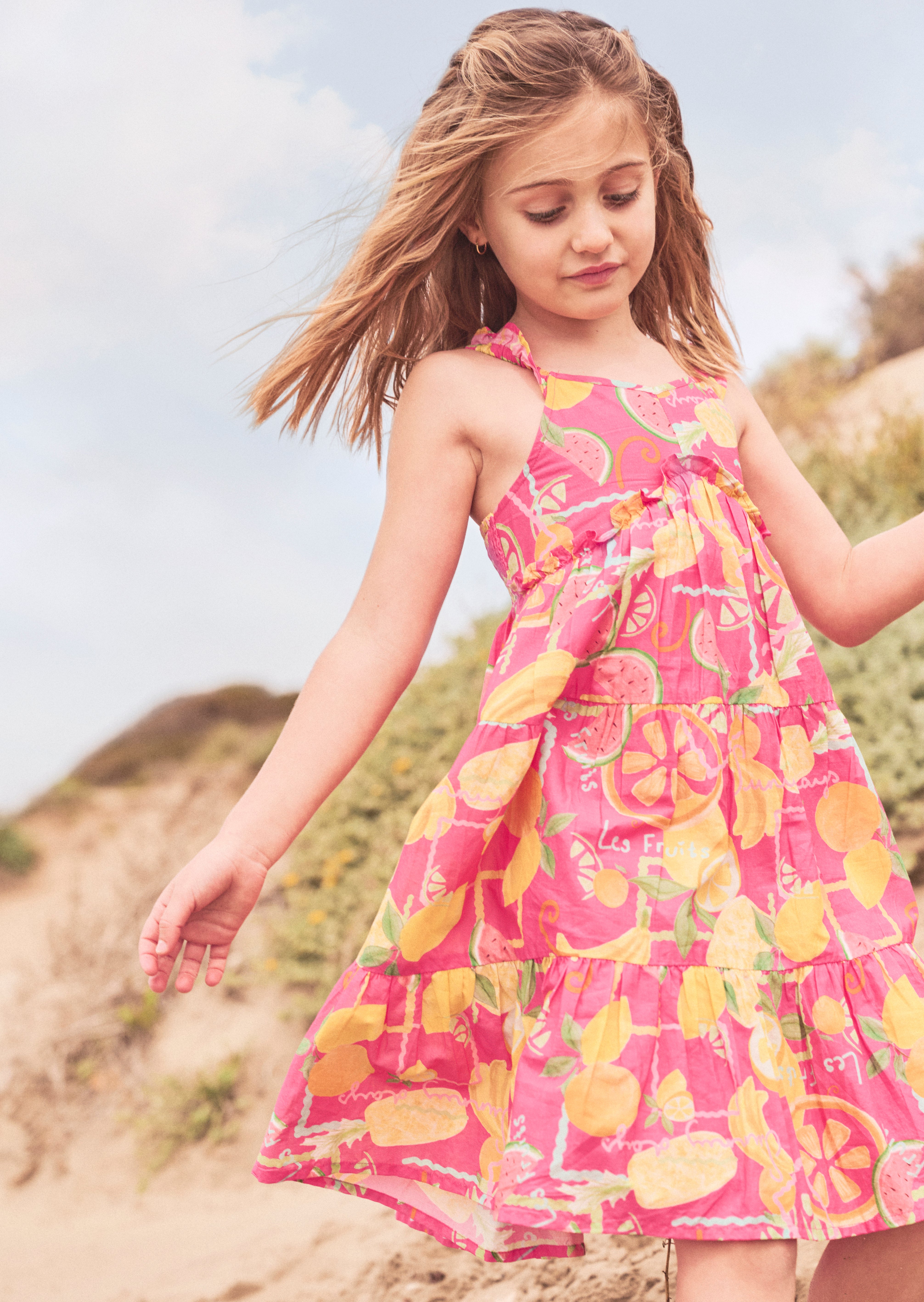 Robe d'été imprimée fruits rose Eliana
