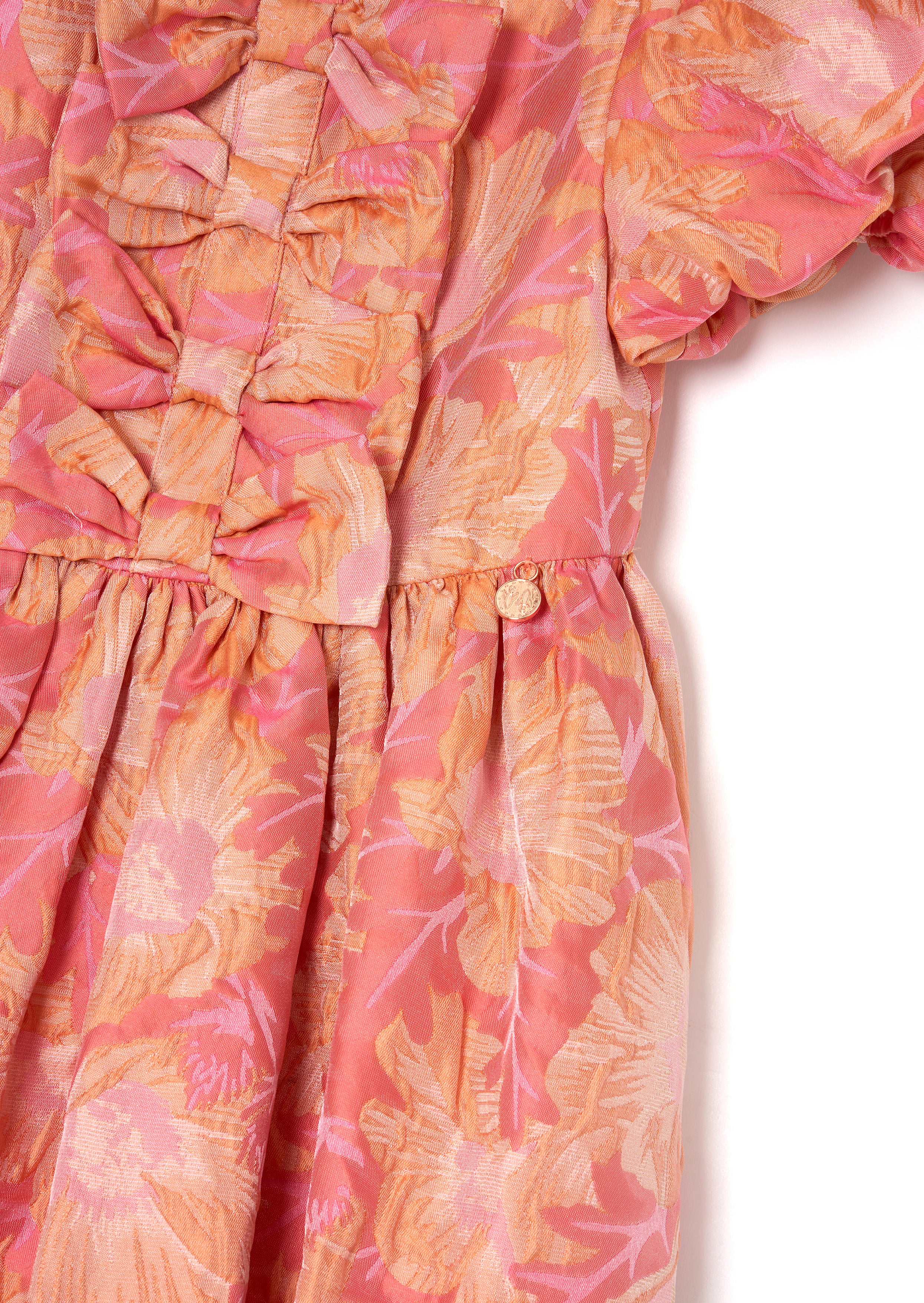 Georgia Pink Bow Jacquard Dress