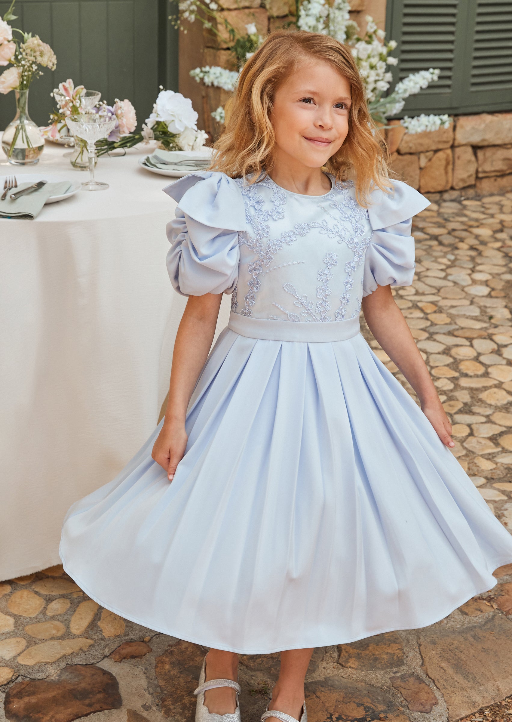 white christmas dresses Coralie White Pleated Lace Midi Dress main image 1