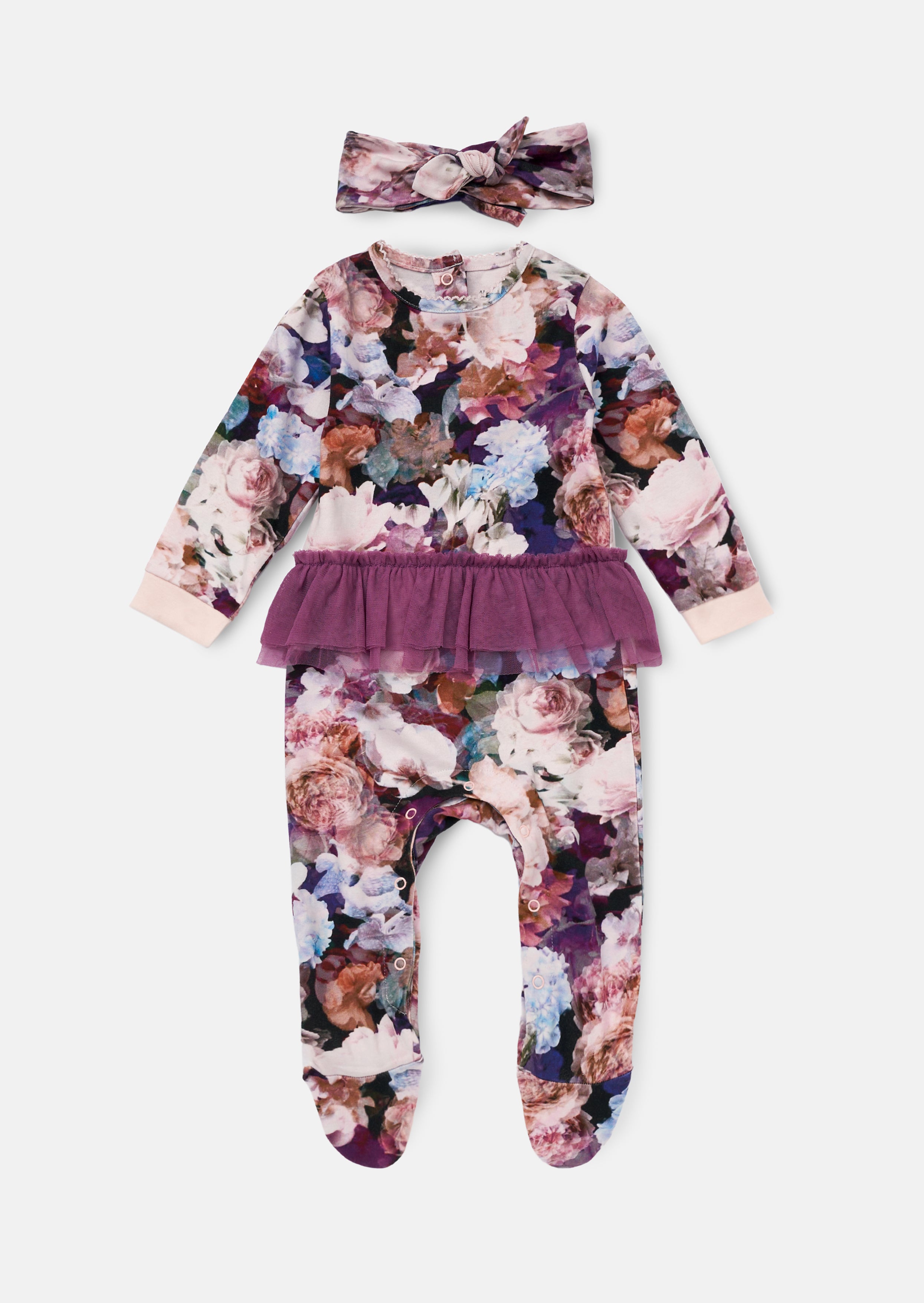 Fleur Mehrblumiger Tutu-Babygrow und Stirnband