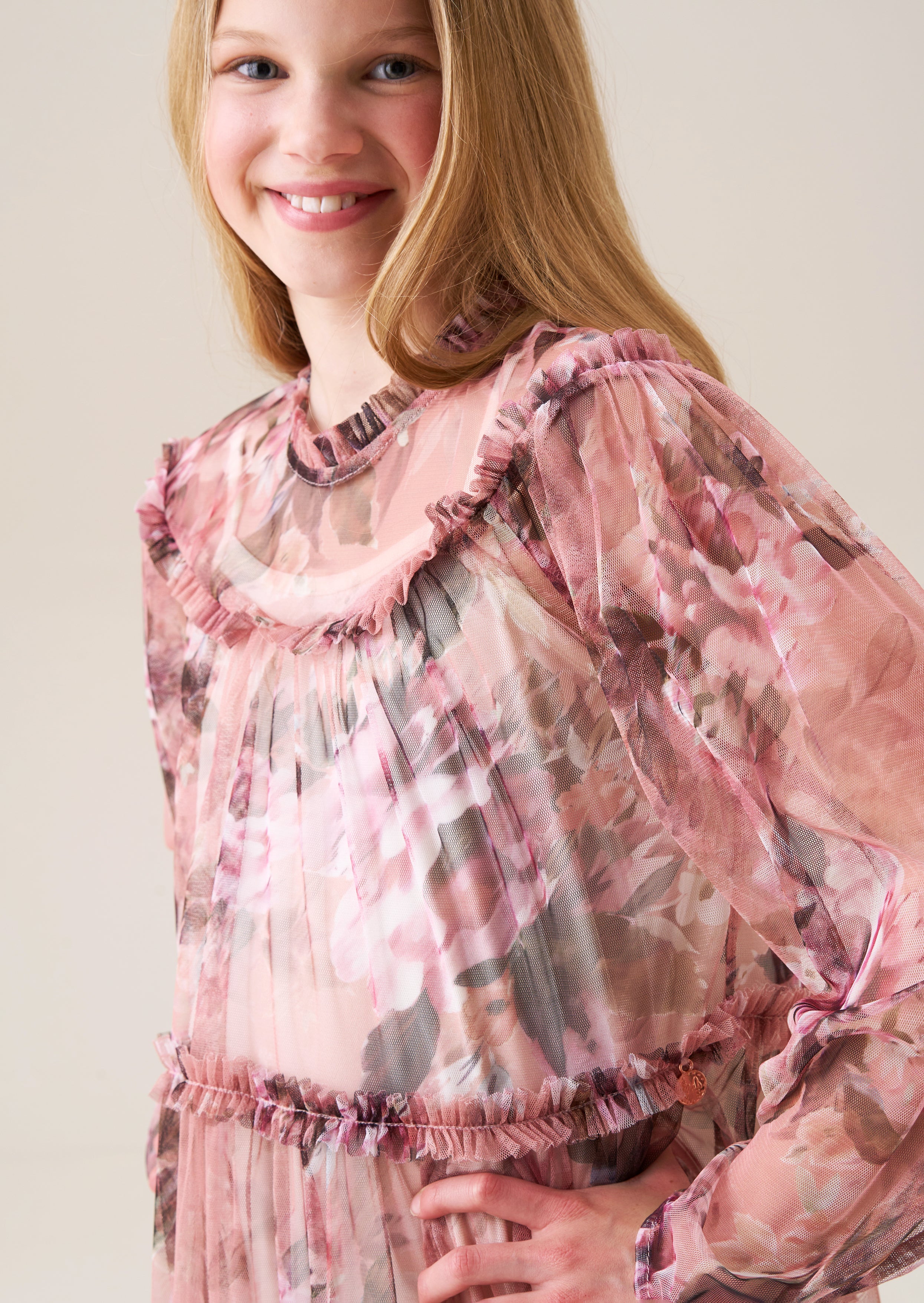 Eleanor Rose Floral Mesh Dress