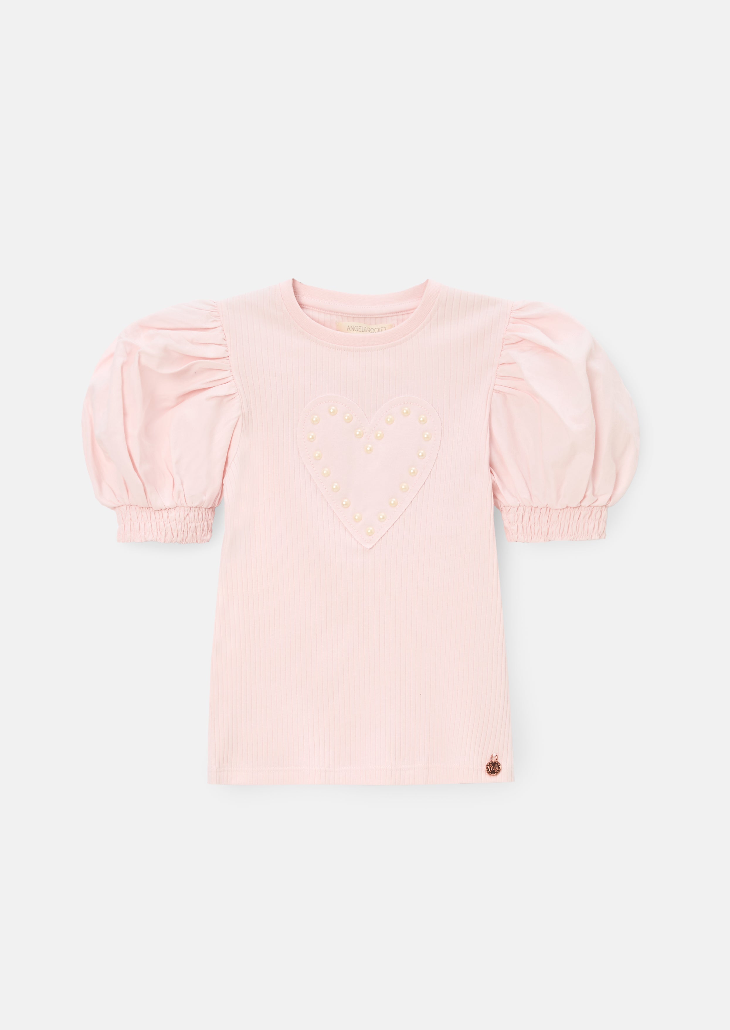 Agatha różowy prążkowany t-shirt z sercem