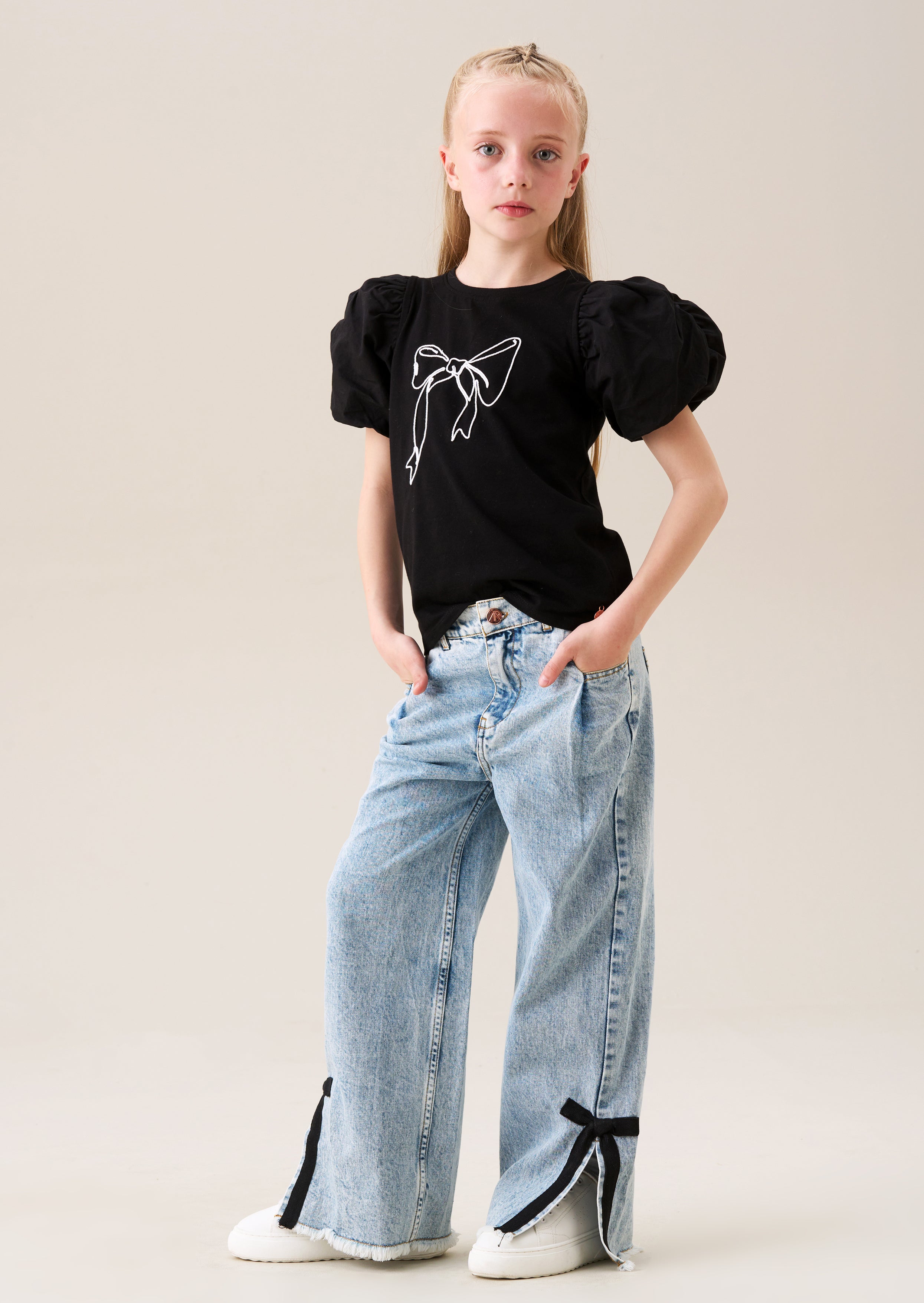 Lena Bow Detail Straight Leg Jean