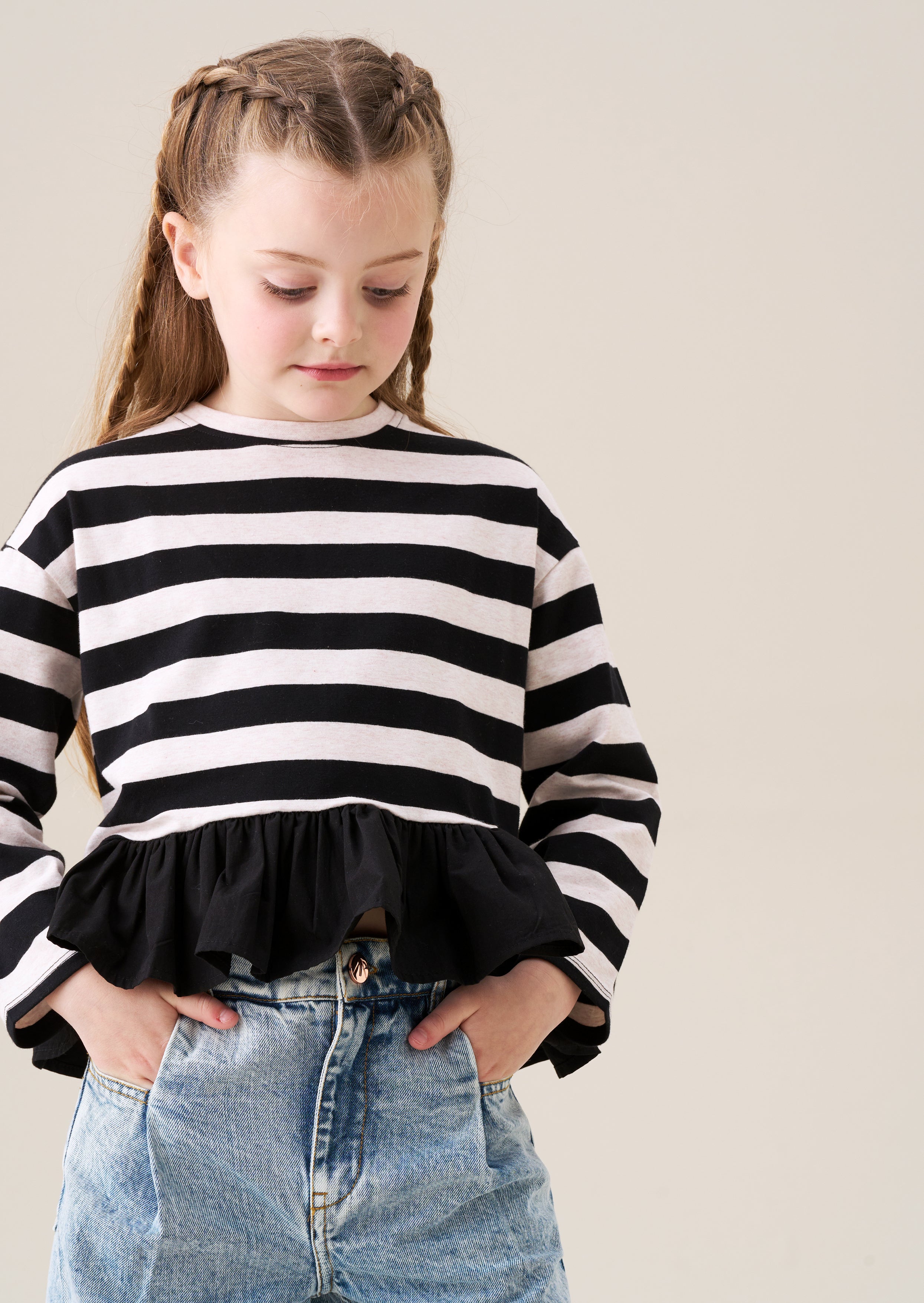 Camiseta peplum a rayas Marley