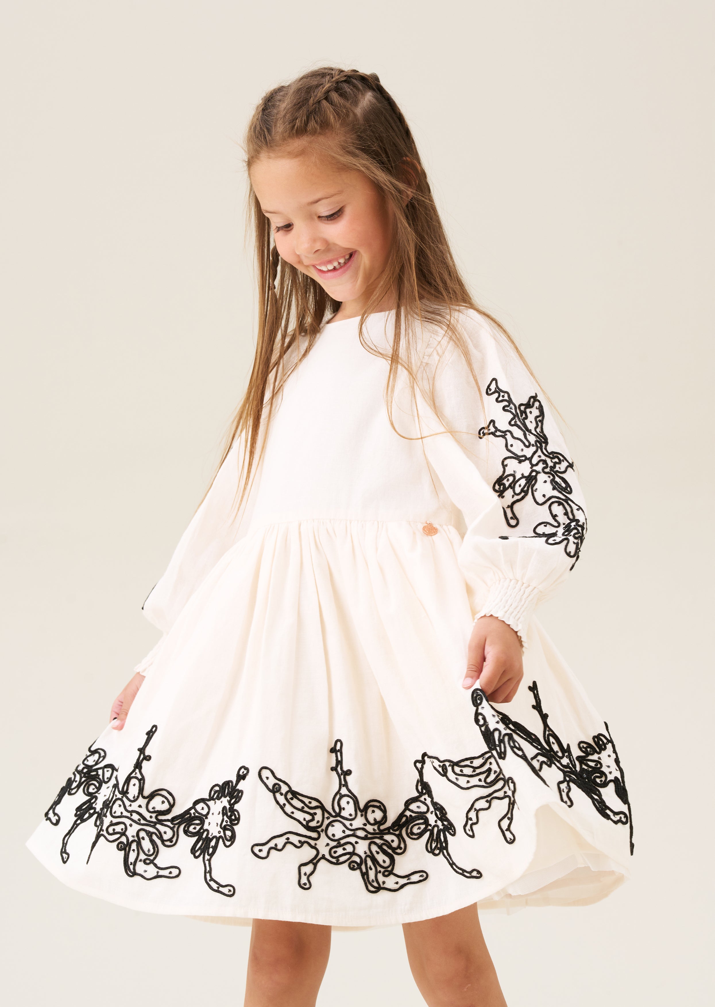 Reyna Embroidered Balloon Sleeve Dress