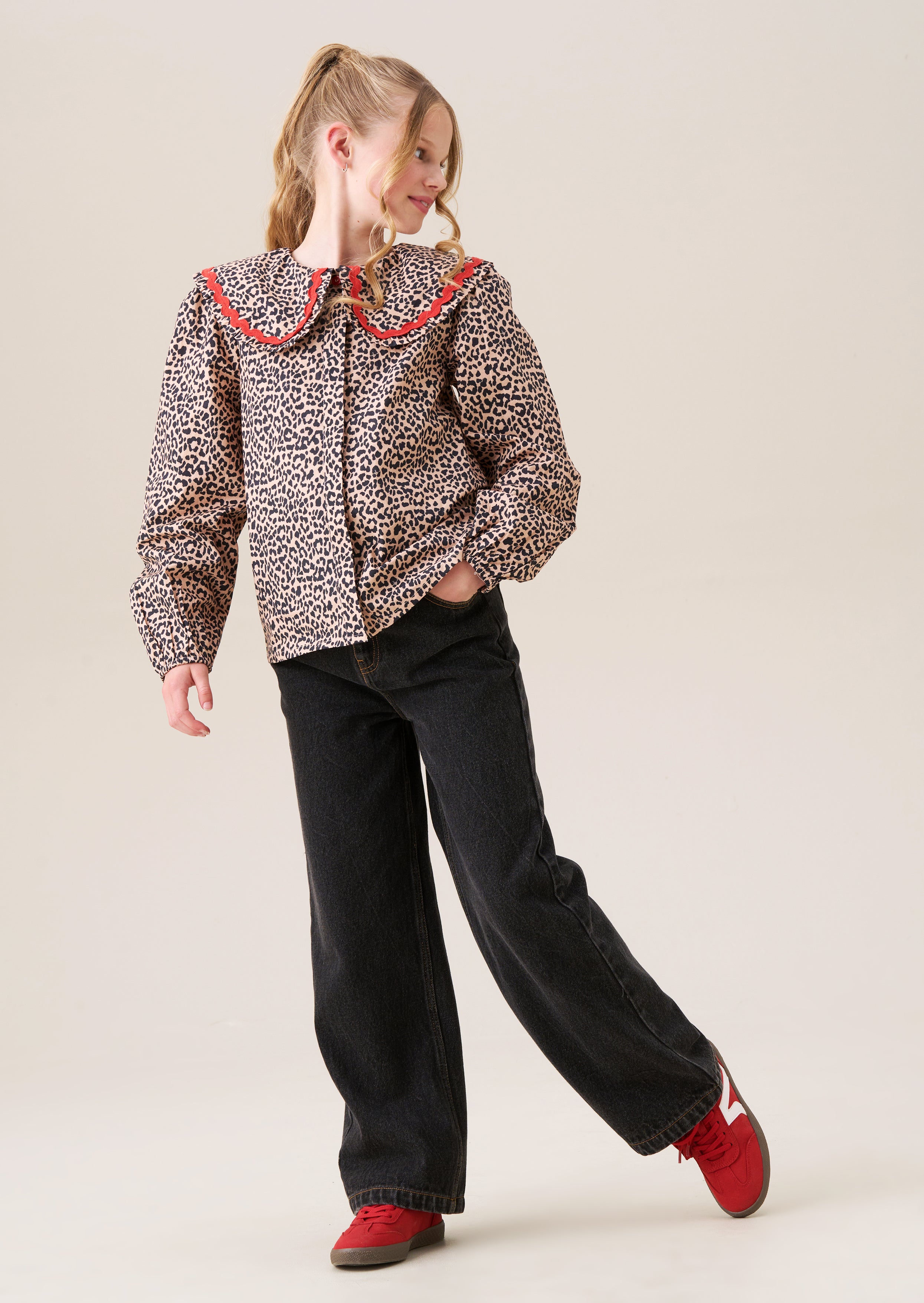 Piper Leopard Star Applique Wide Leg Jean