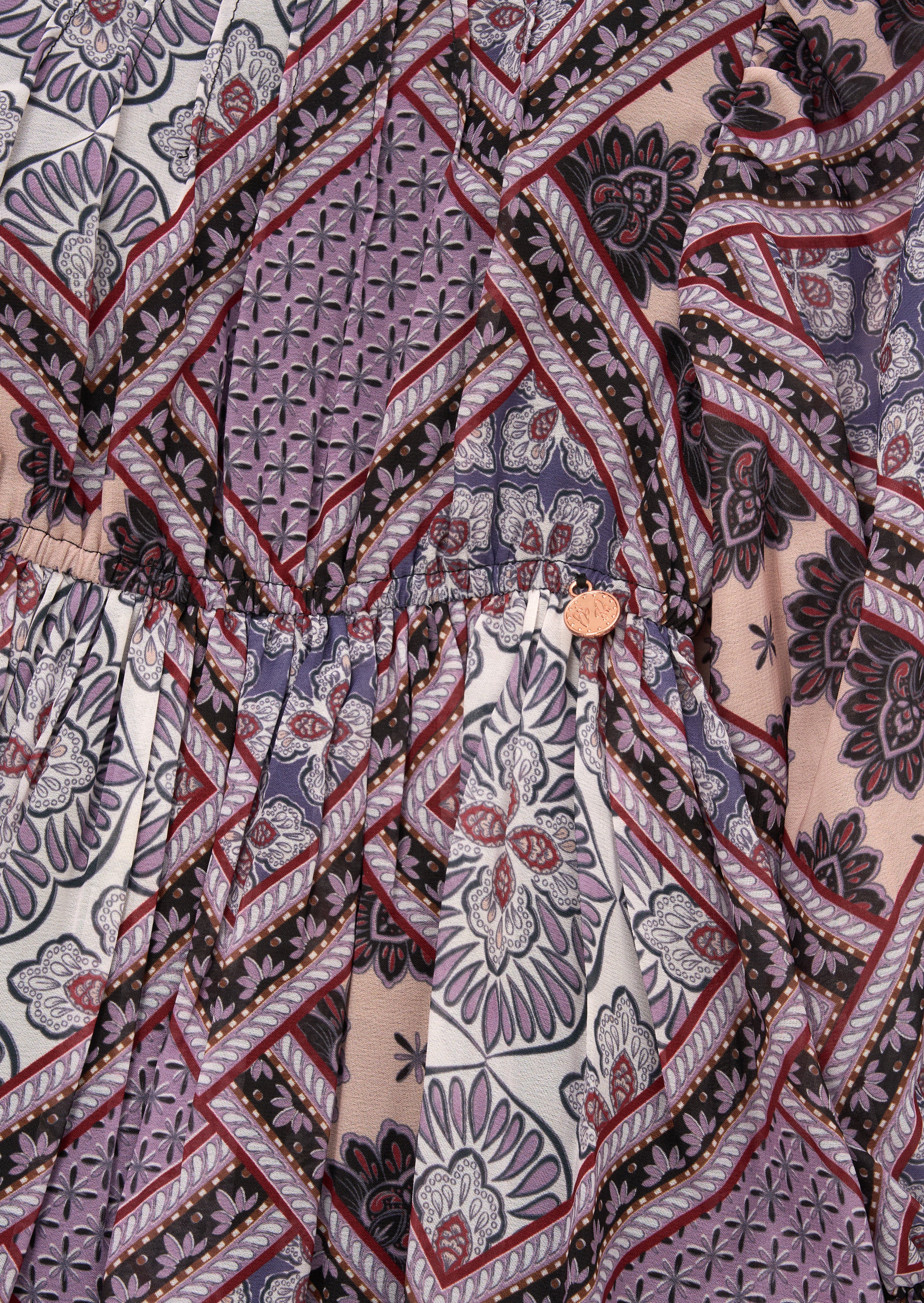 Robe Adrienne à manches ballon imprimé bohème - violet