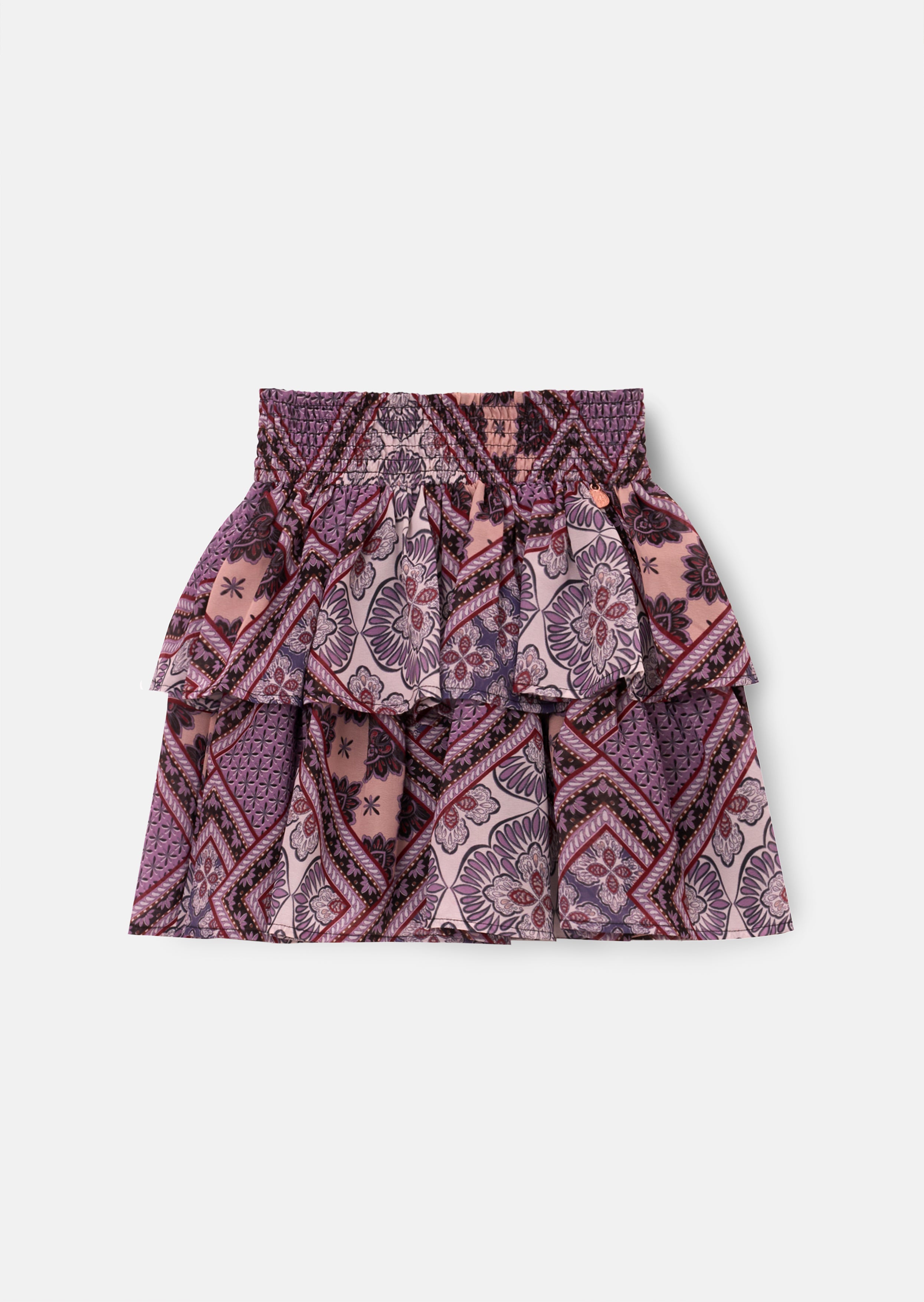 Adrienne gestufter Boho-Print-Rock - Lila