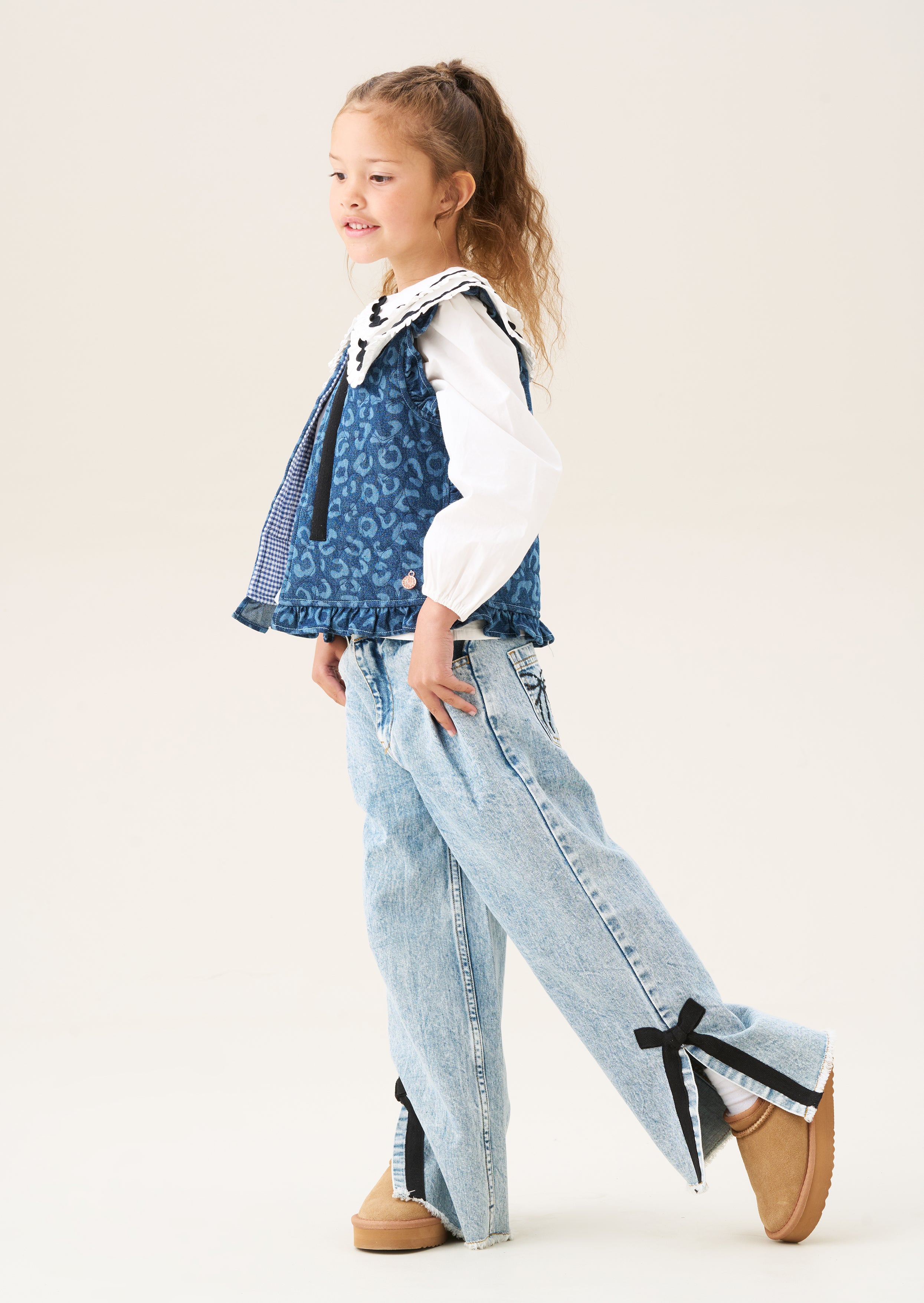 Petra Leopard Denim Gilet