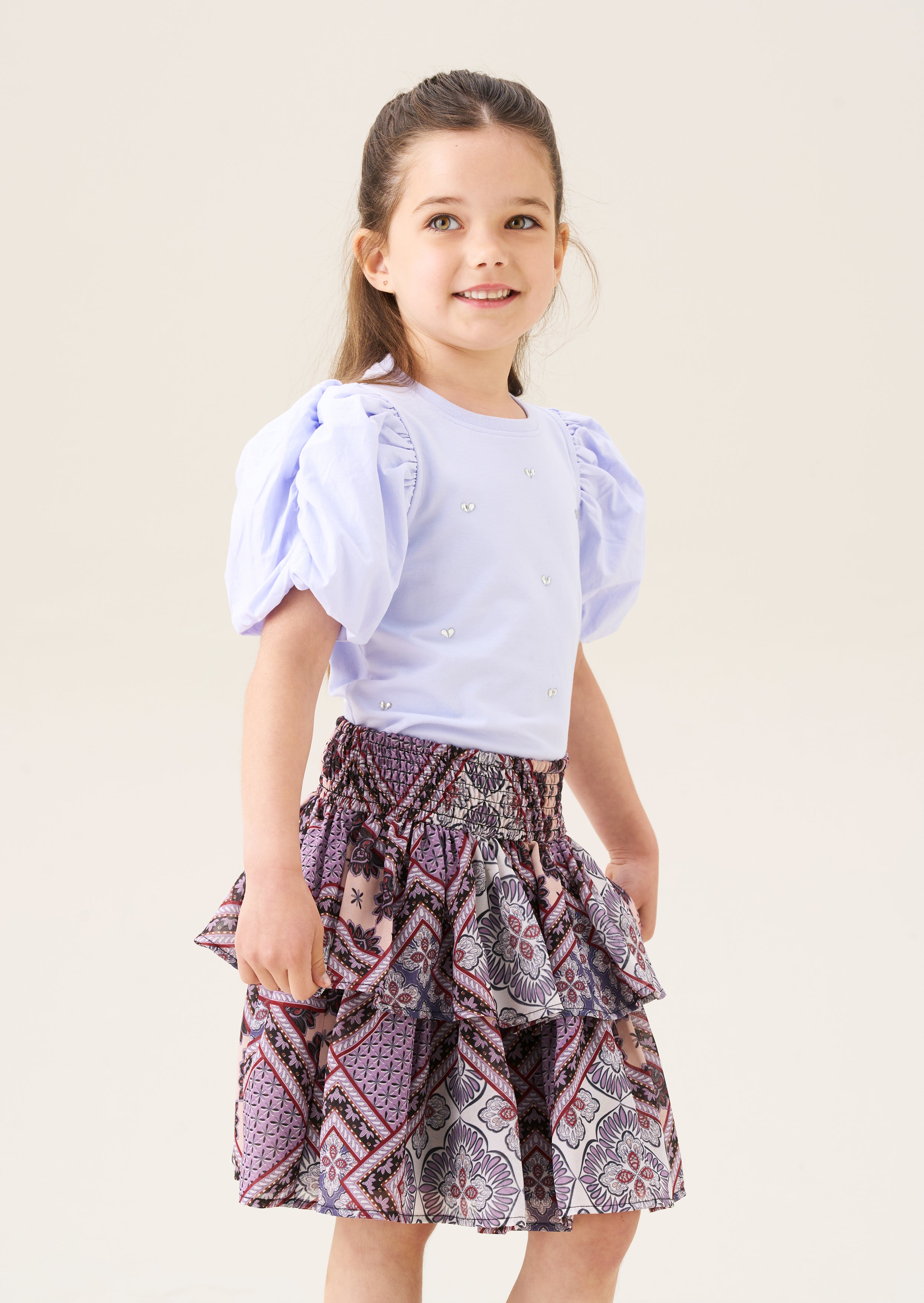 Anya Diamonte Puff-Ärmel T-Shirt - Flieder