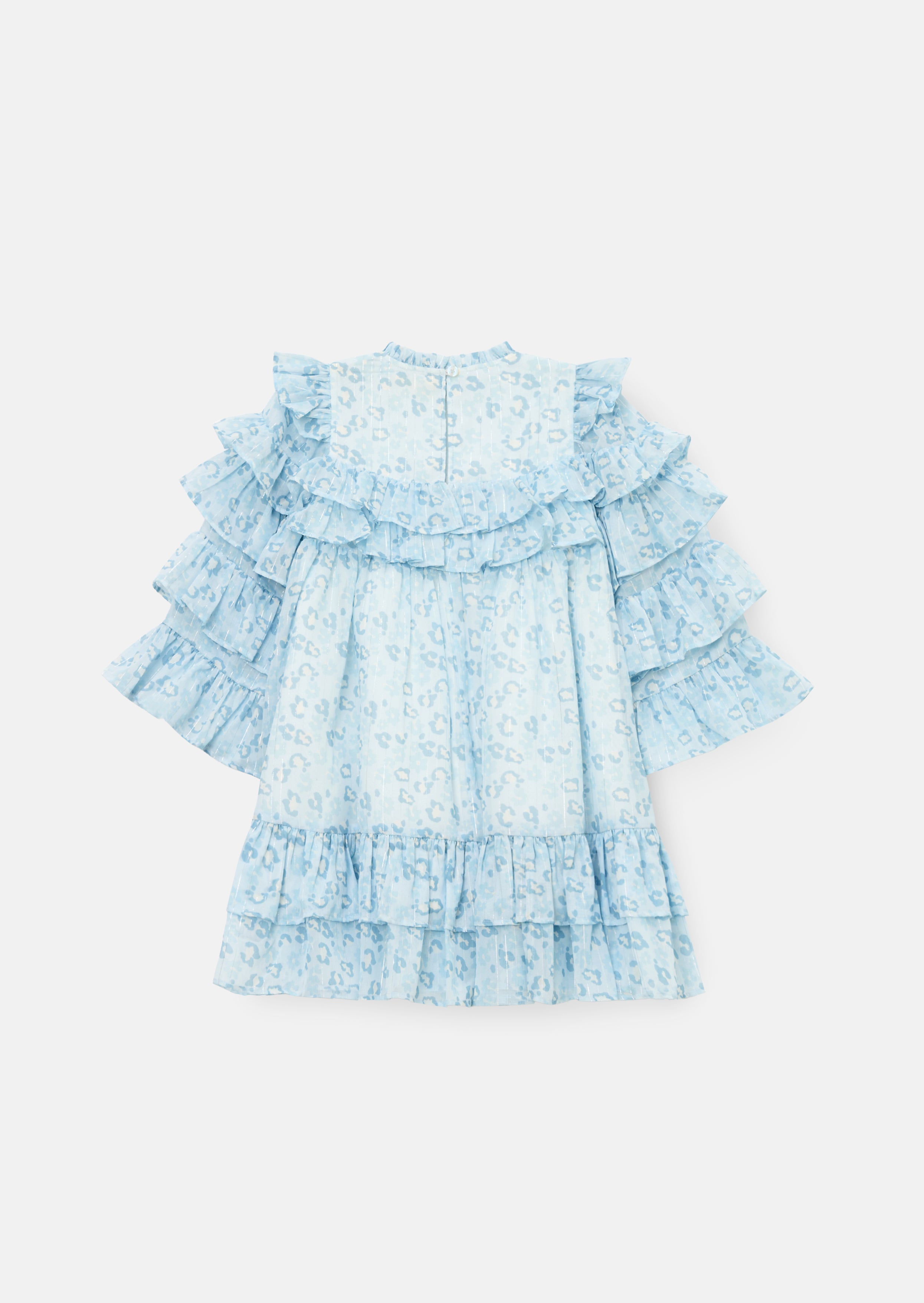 Imogen Blue Leopard Frill Dress