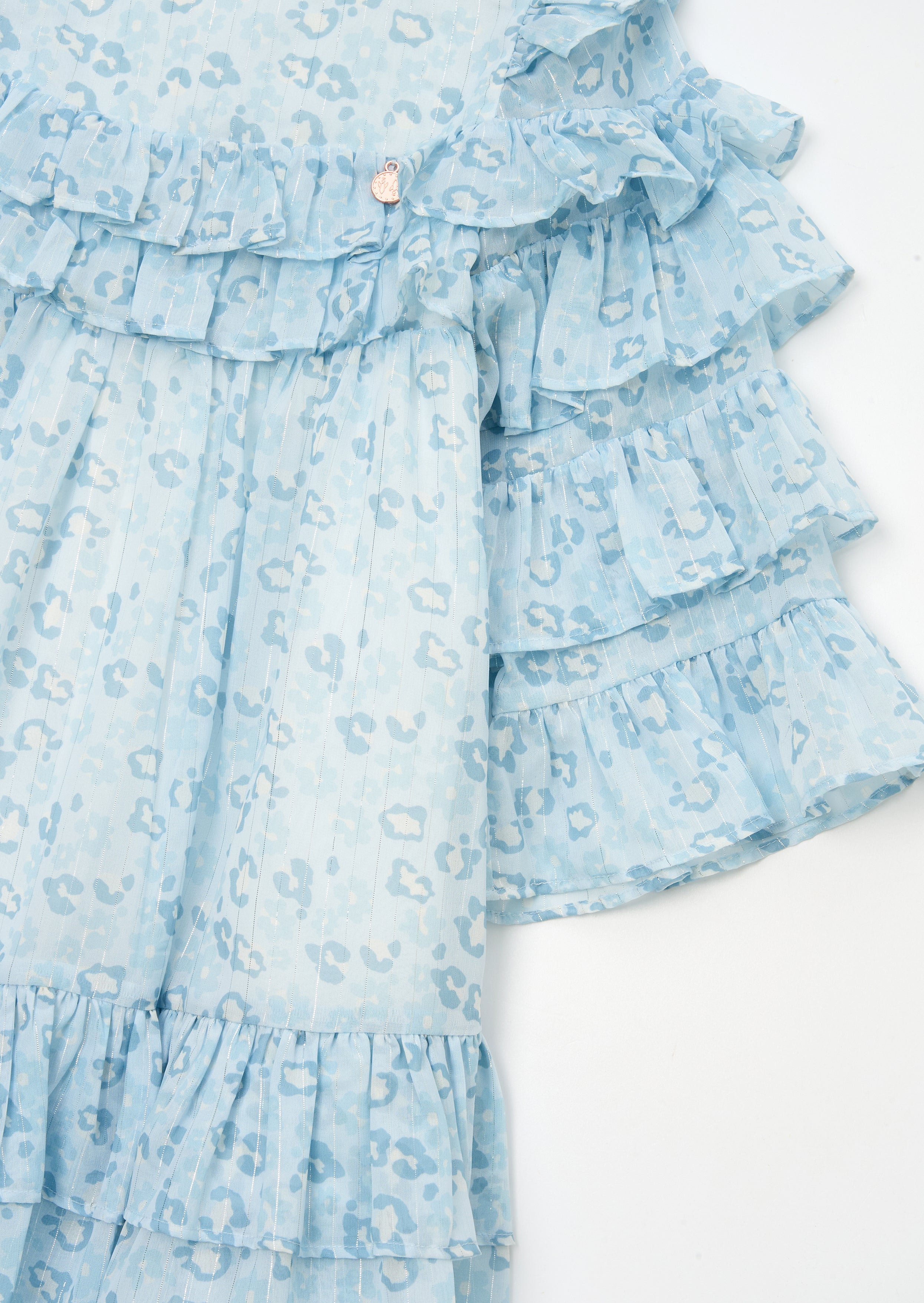 Imogen Blue Leopard Frill Dress