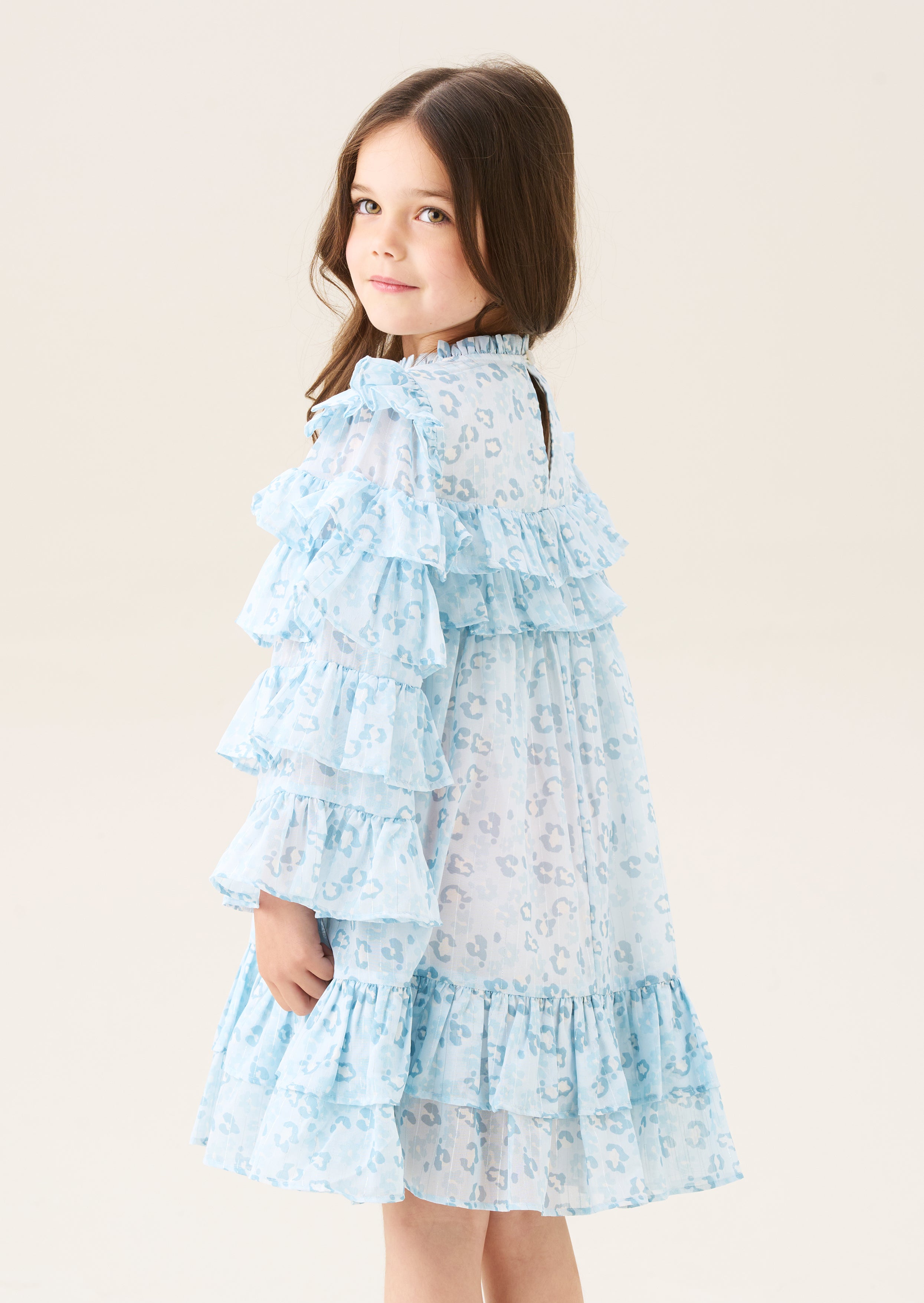 Imogen Blue Leopard Frill Dress