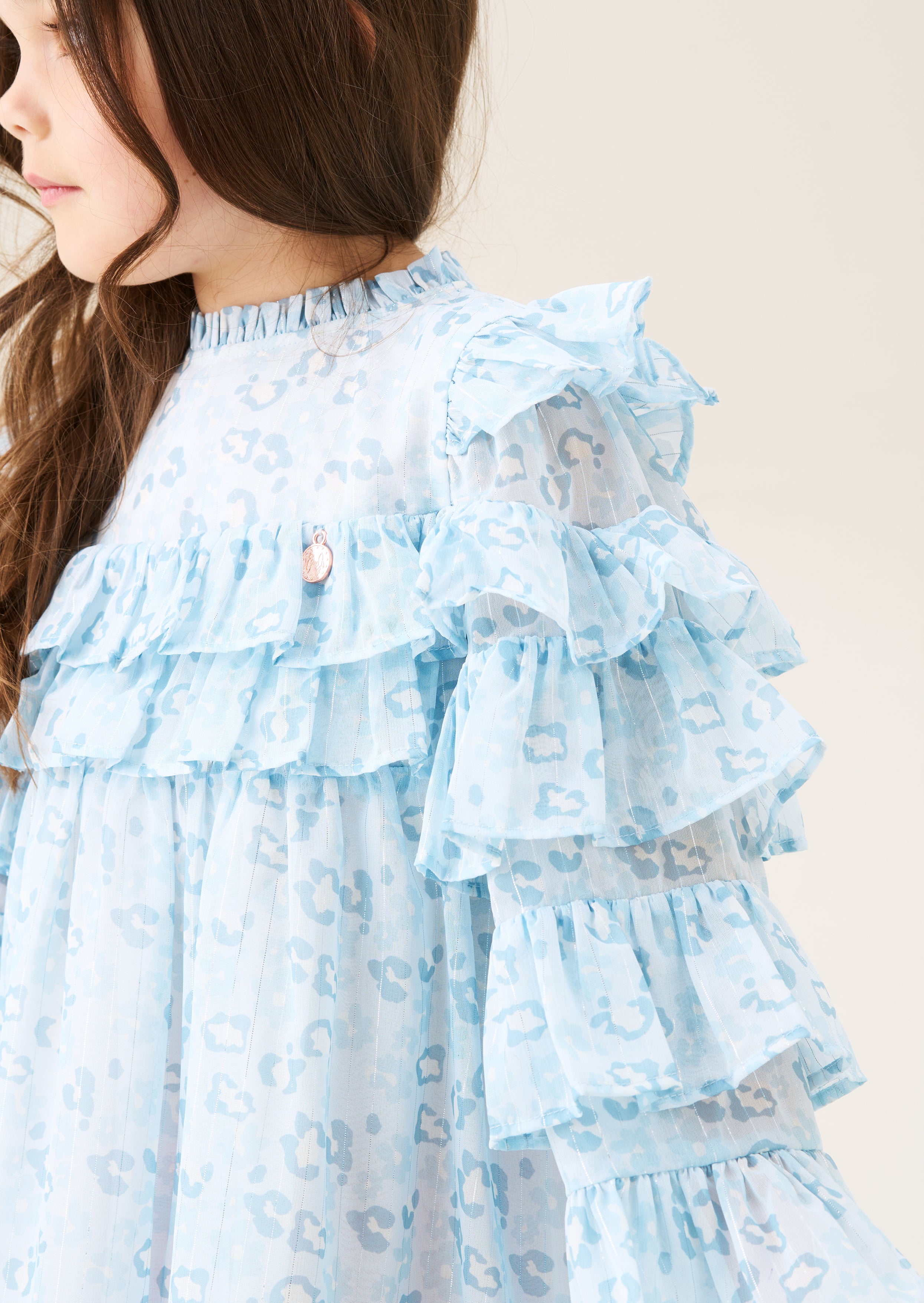 Imogen Blue Leopard Frill Dress