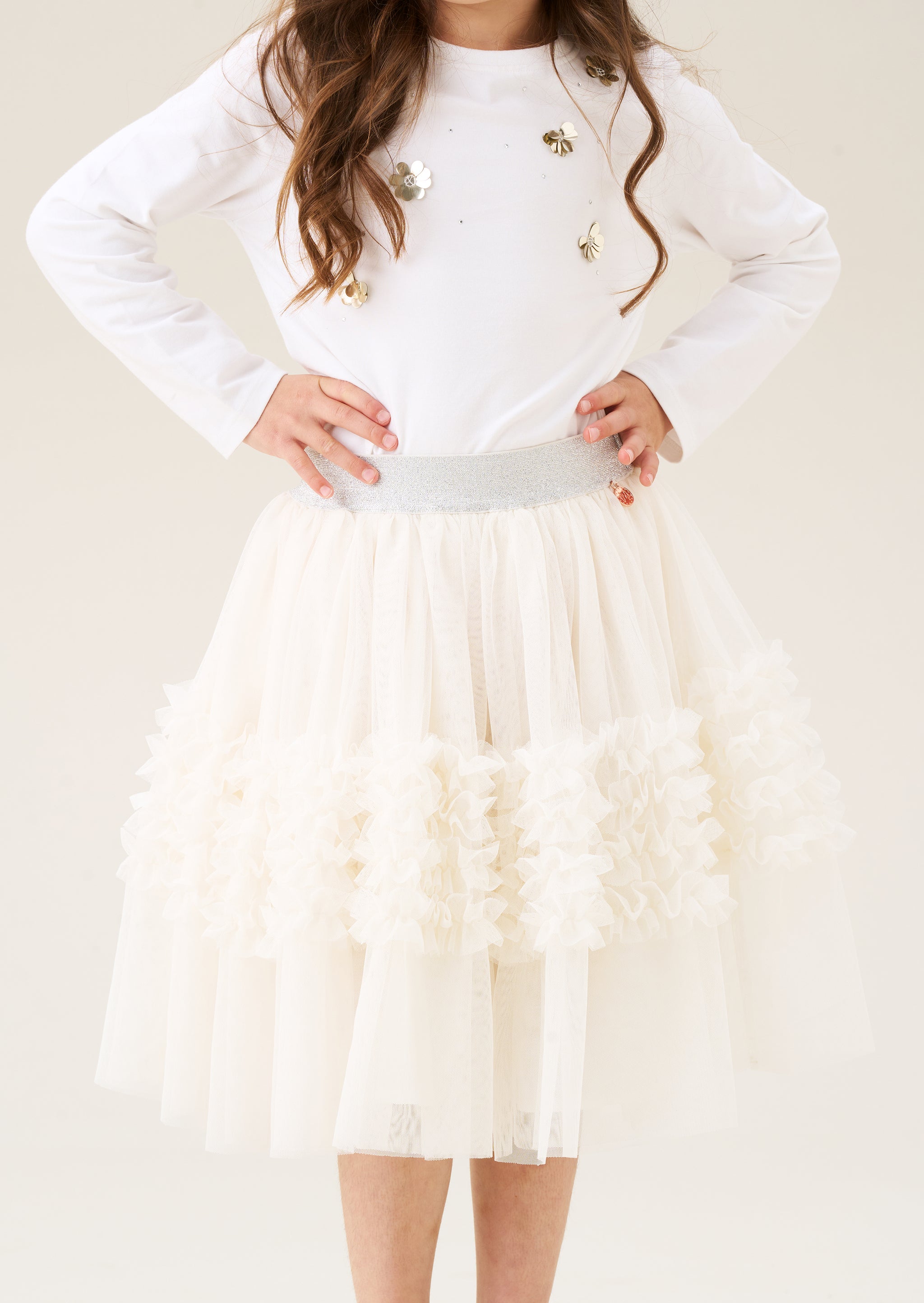 Fria Ruffle Mesh Party Skirt in Pink main image 0