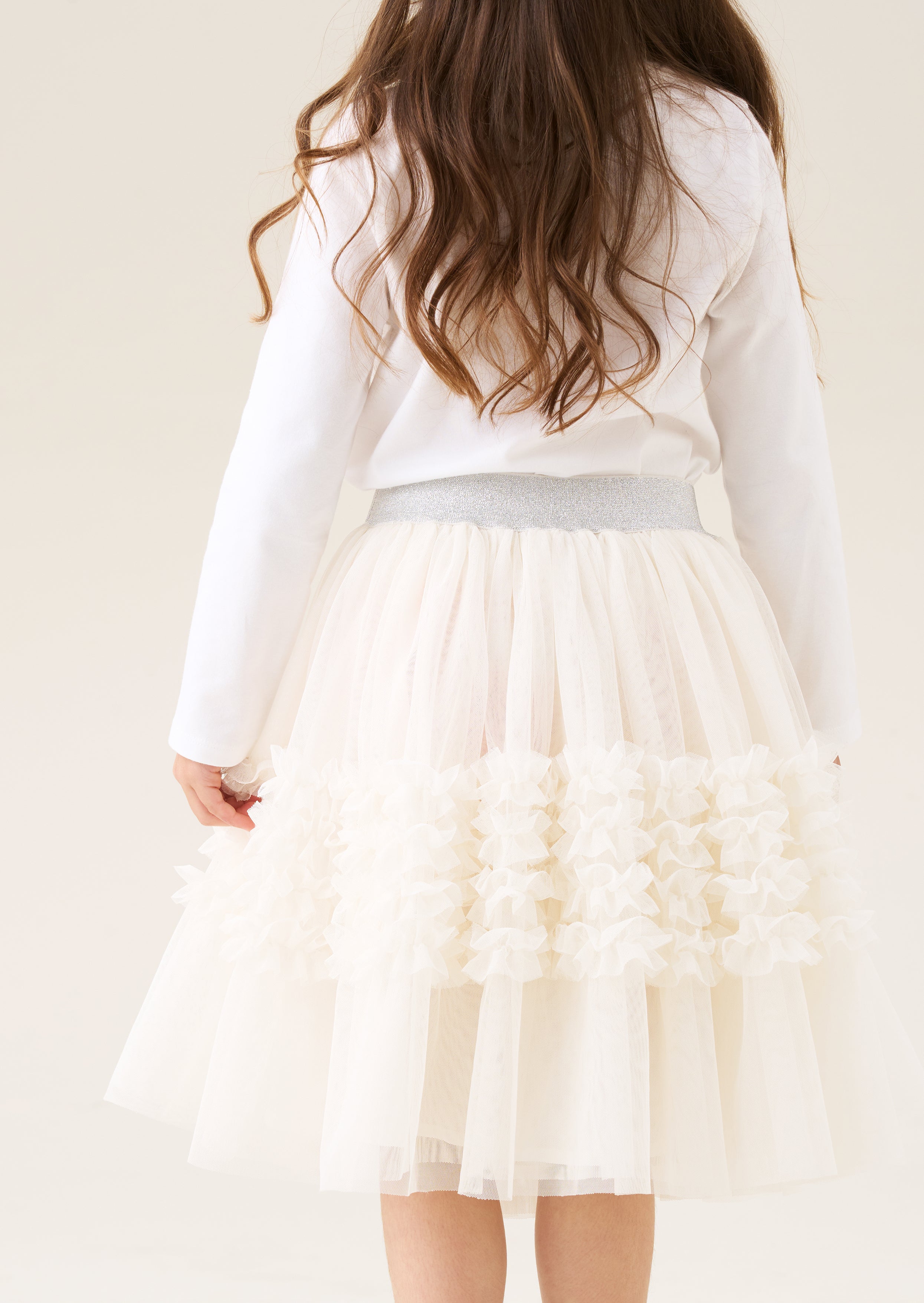 Jupe en maille à volants Sallie Ivory