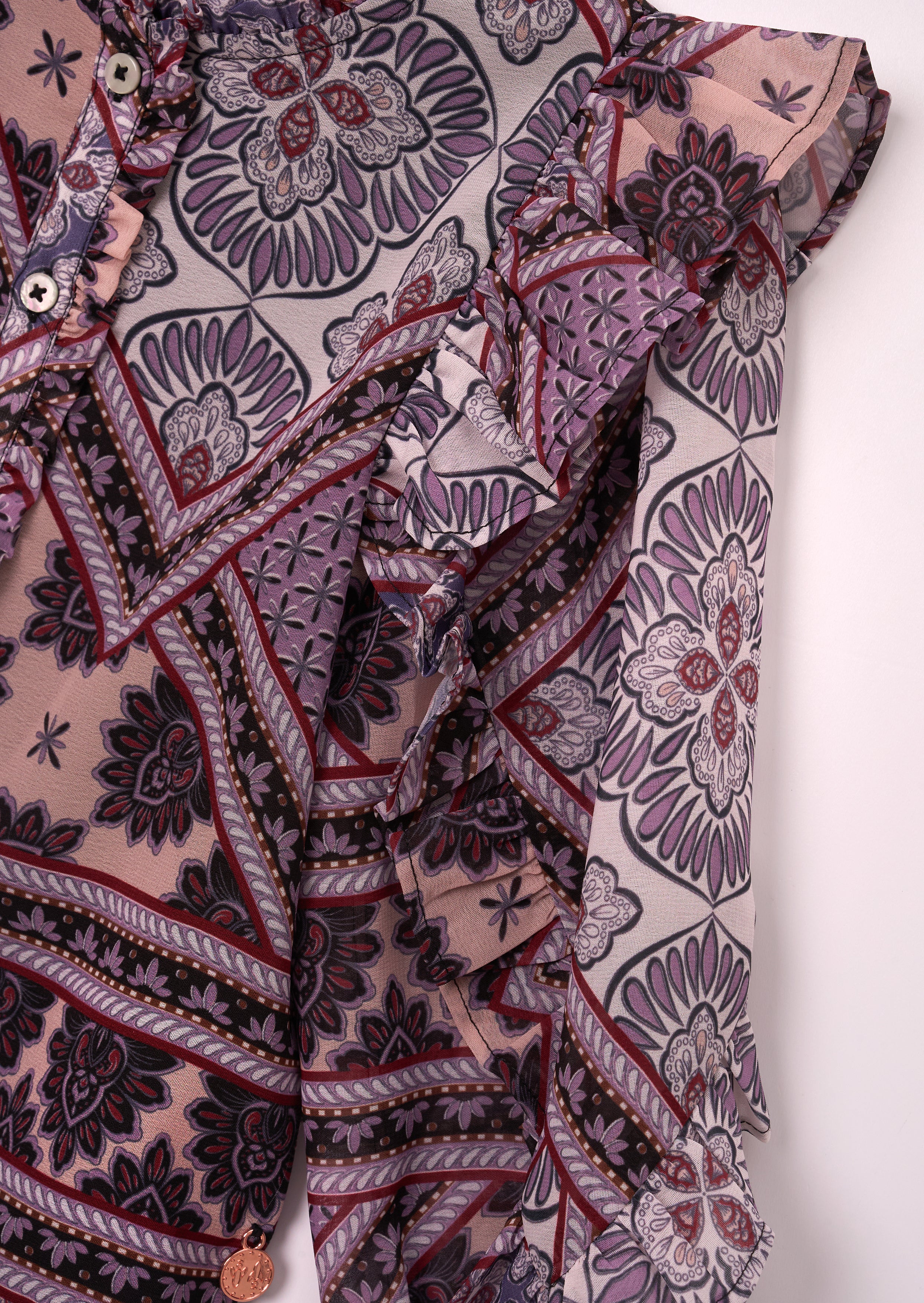 Blouse Adrienne à manches volantées avec imprimé bohème