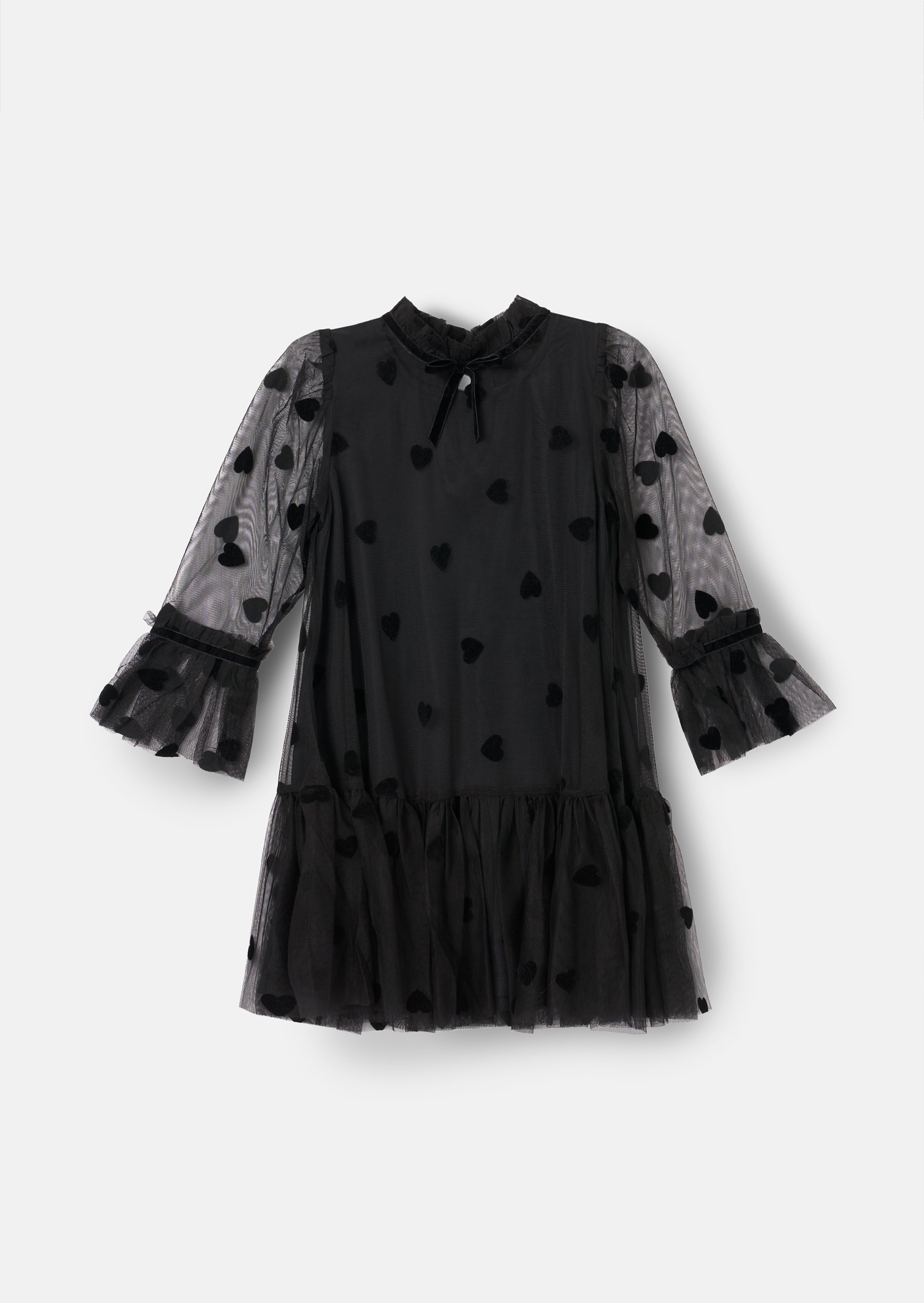 Neve Flock Heart Mesh Dress