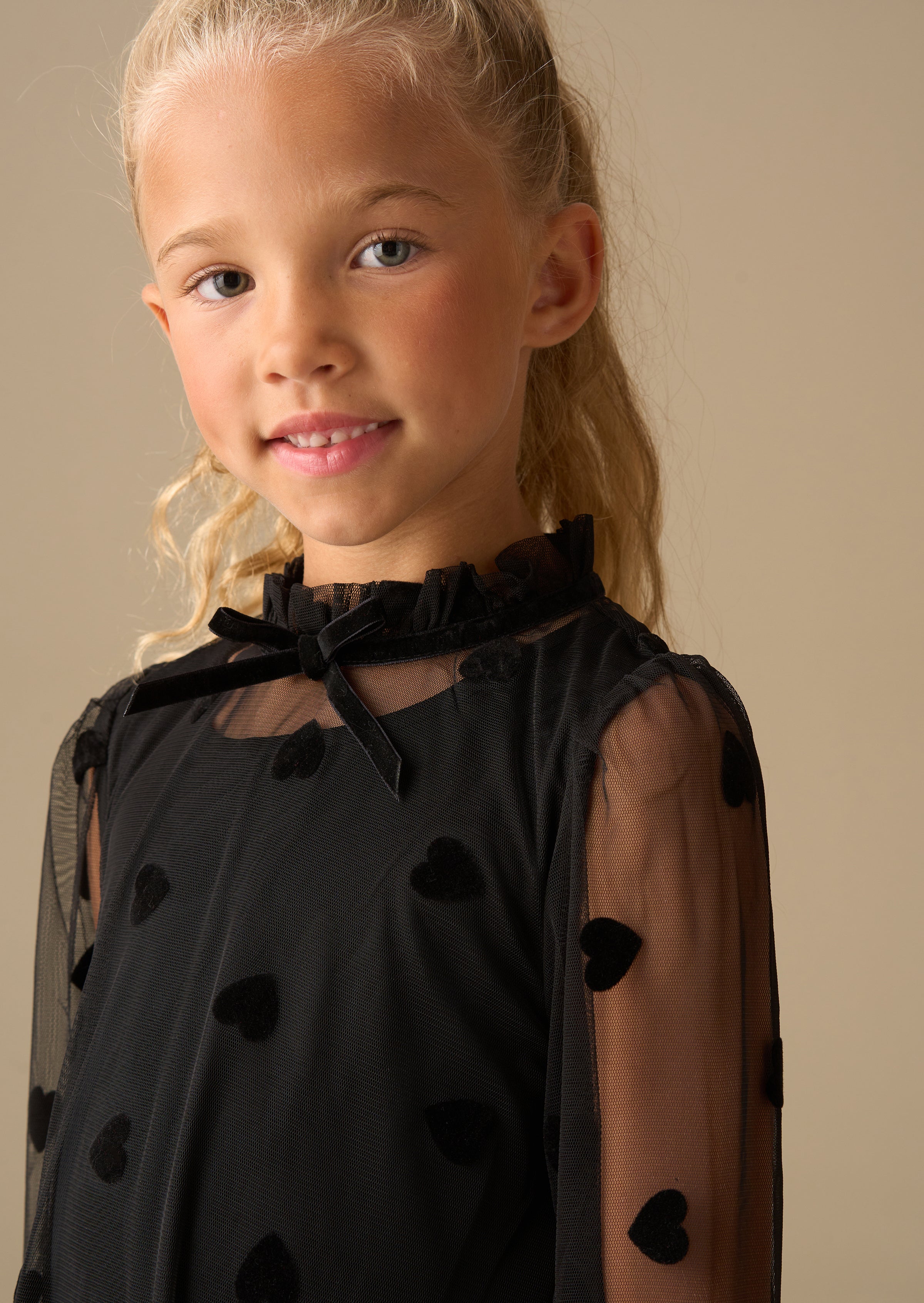 Neve Flock Heart Mesh Dress