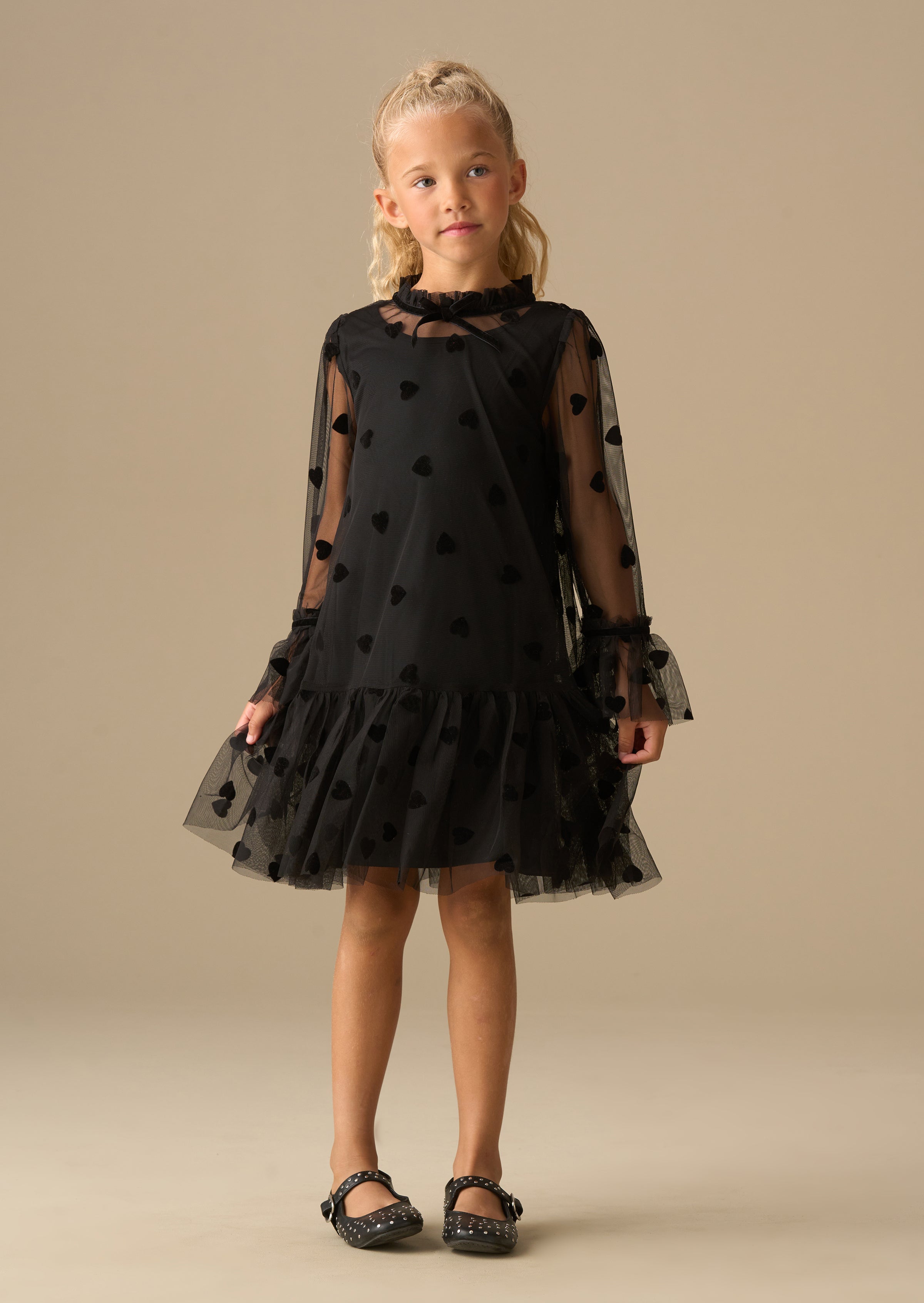Neve Flock Heart Mesh Dress