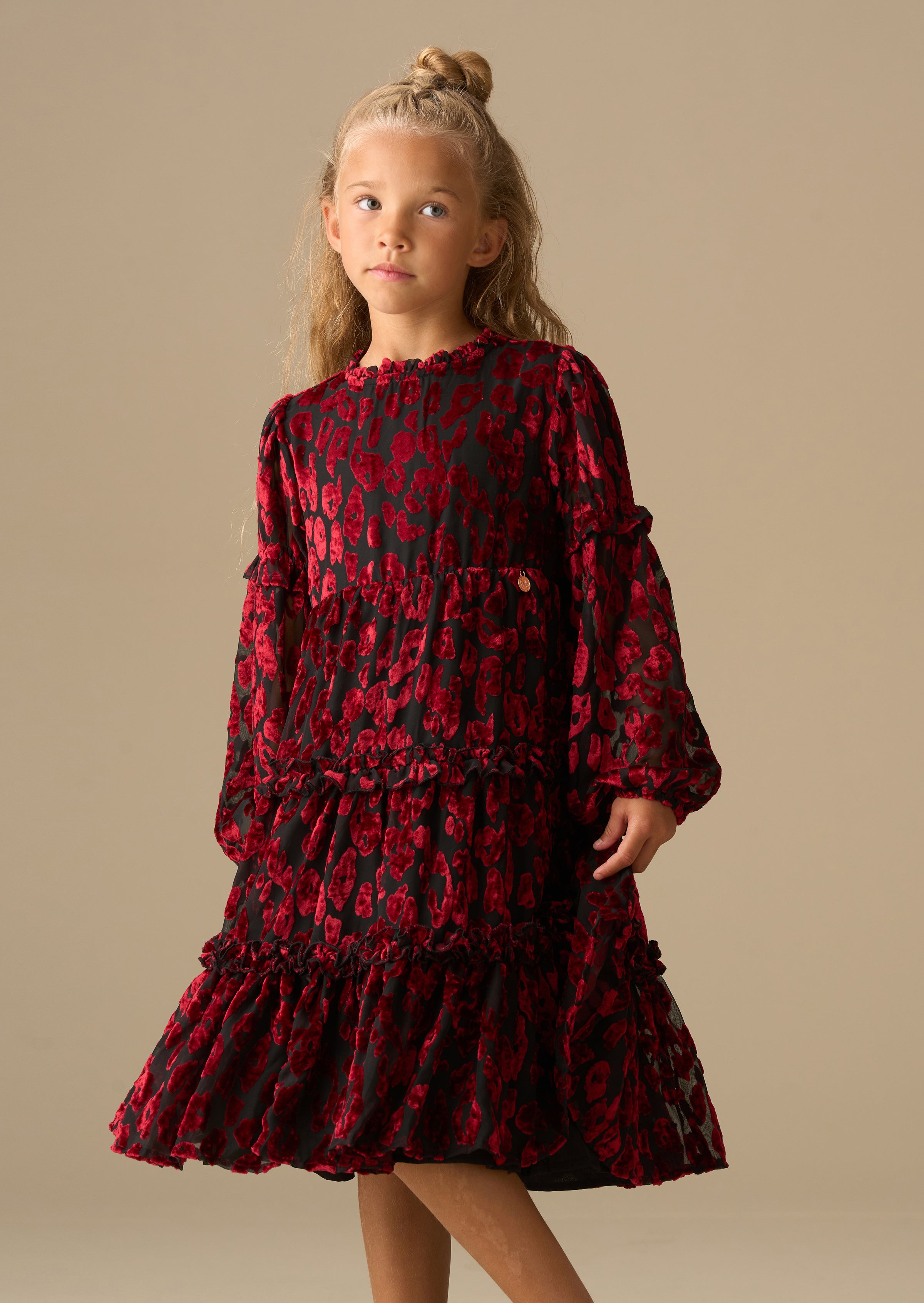 Poppy Devore Velvet Tiered Dress
