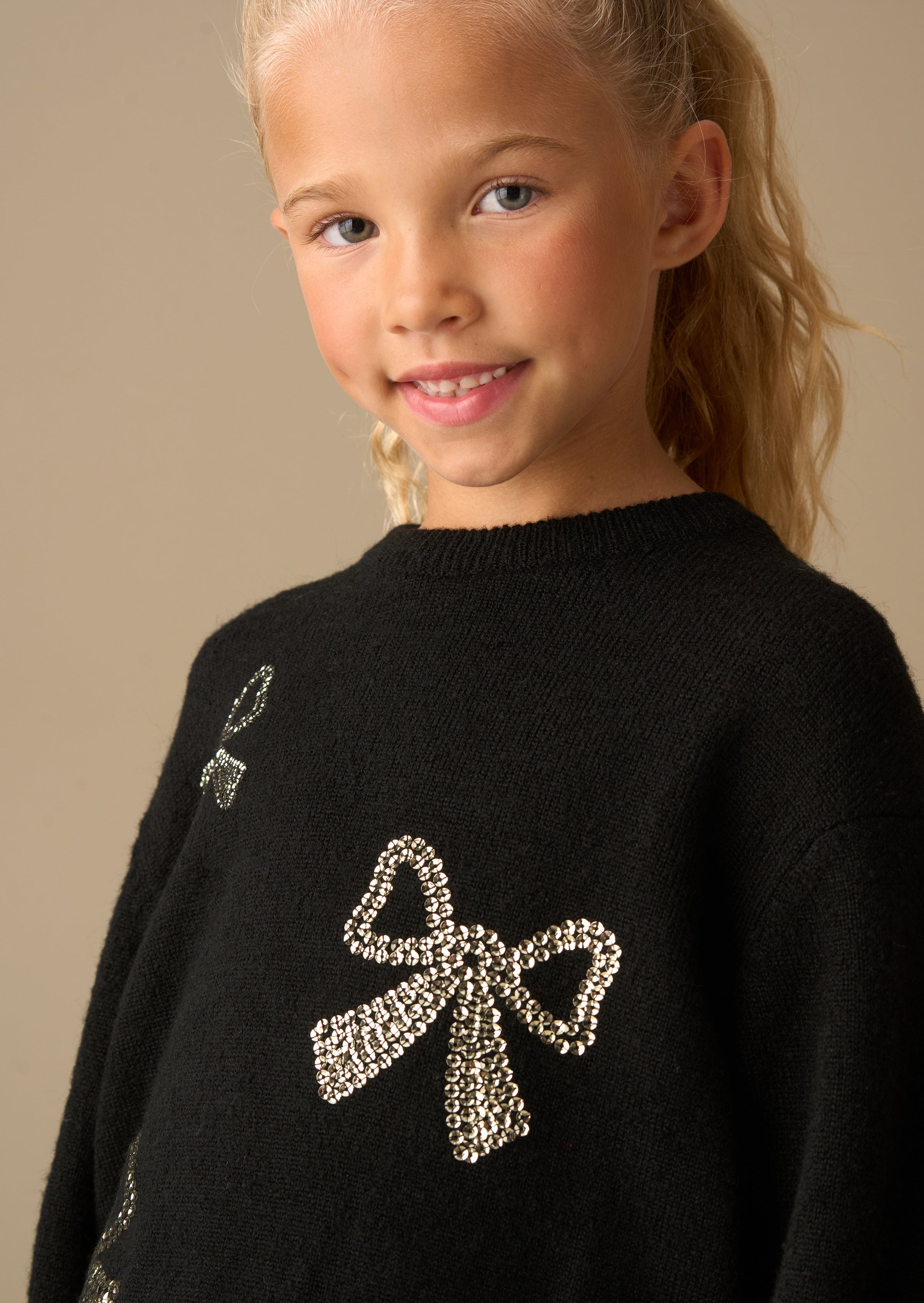 Anna Sequin Bow Jumper