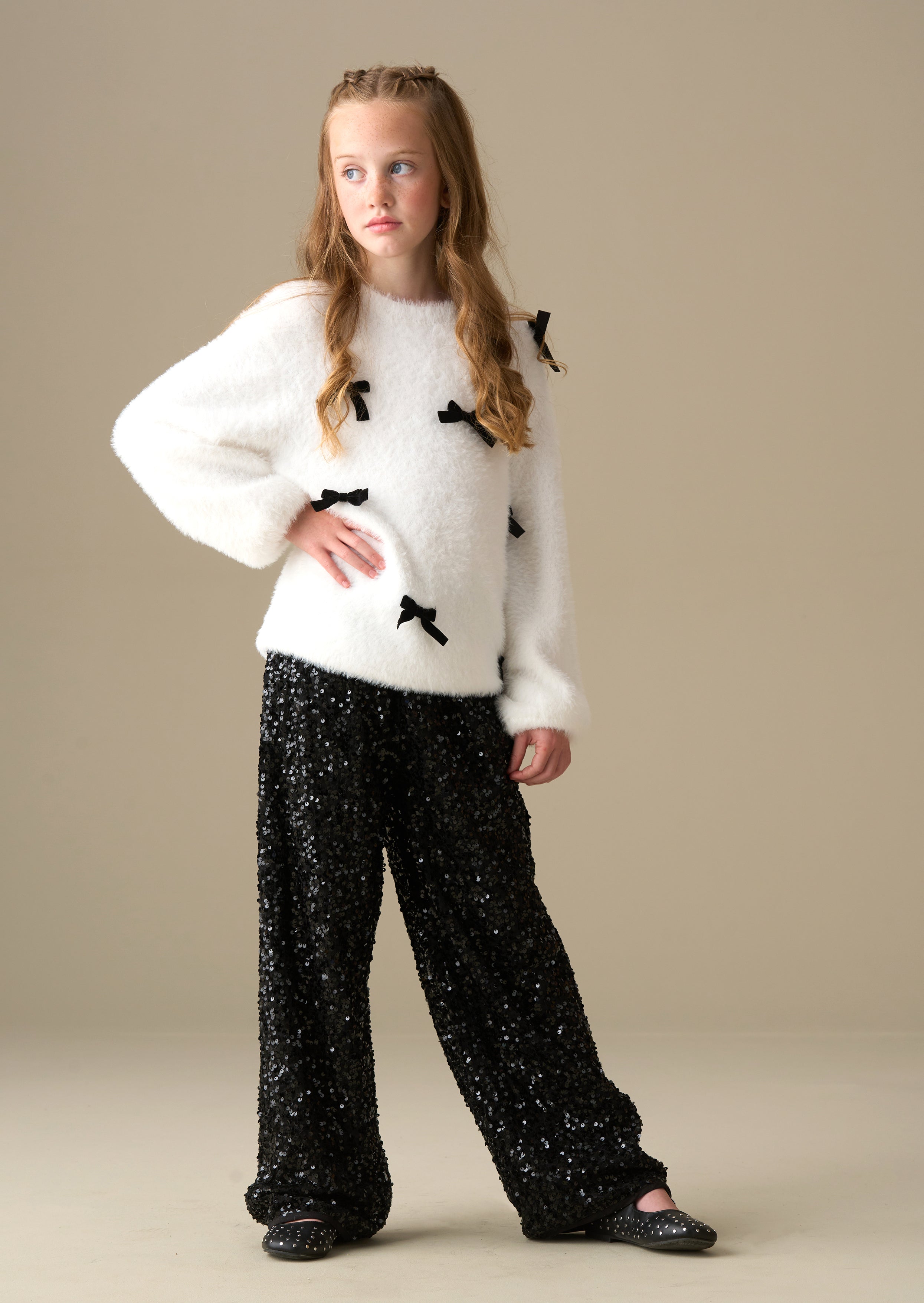 Mia Velvet Bow Eyelash Jumper