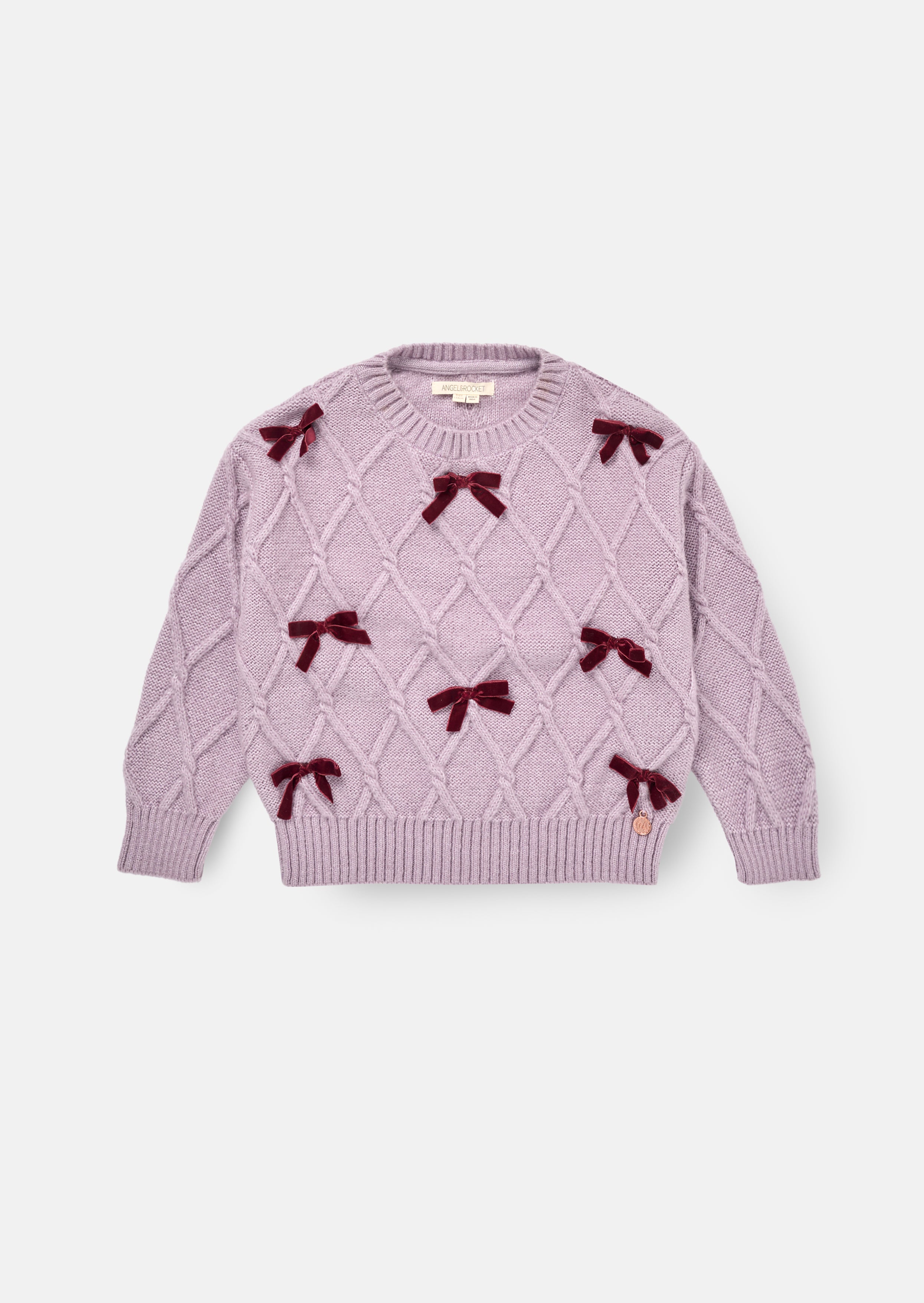Clara Textured Knit Velvet Bow Jumper