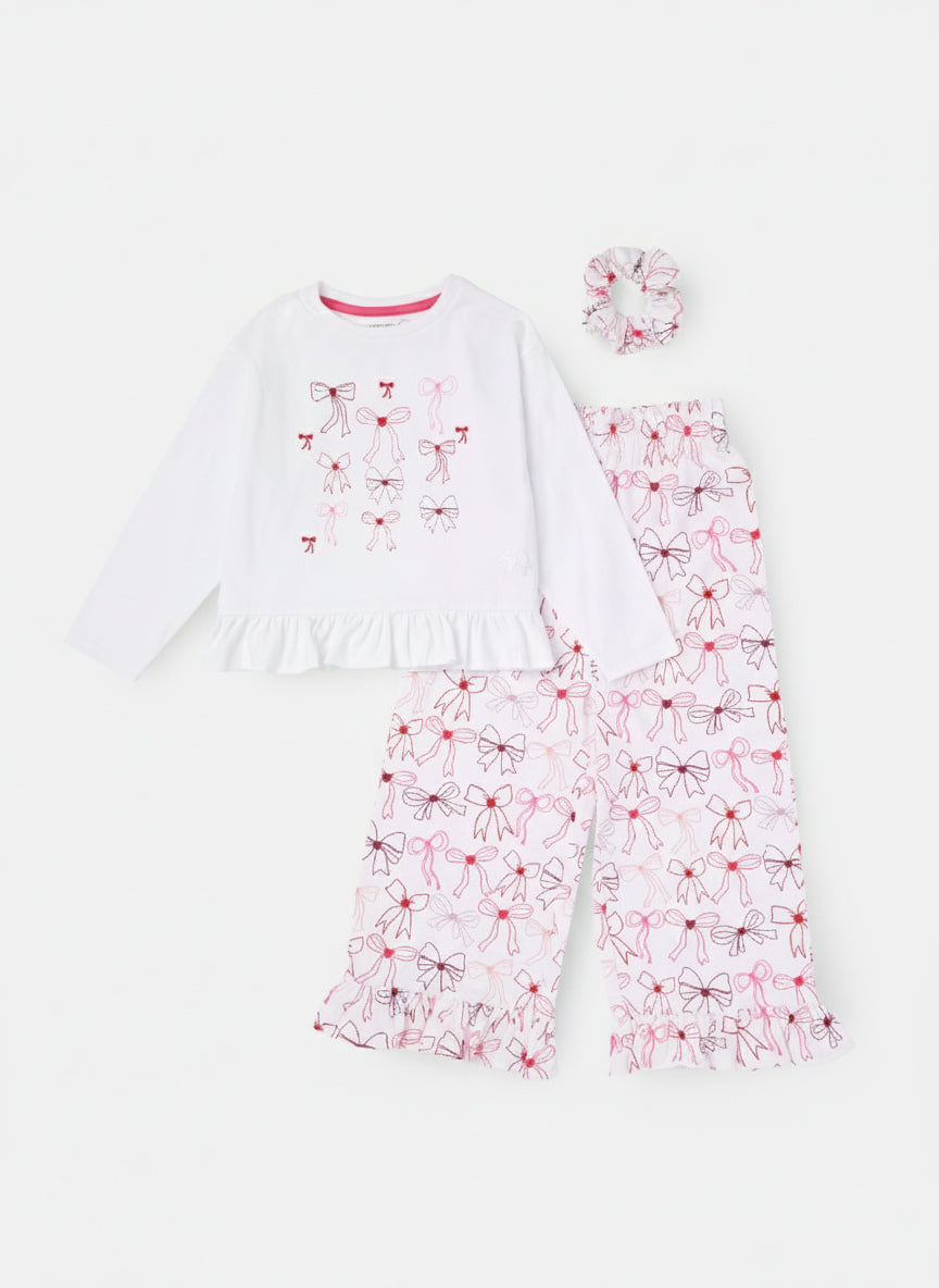 Pijamas con volantes y estampado de lazo Betty Bow