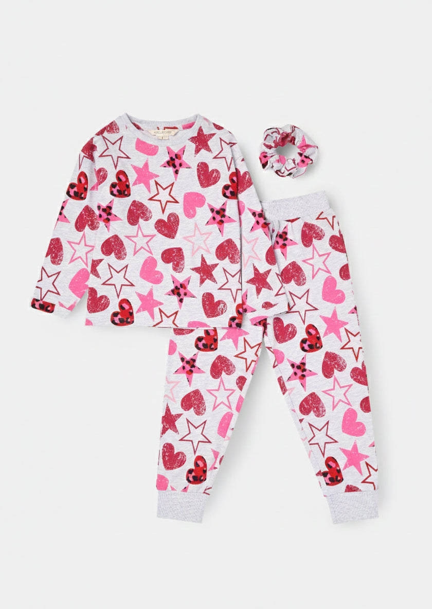 Stella Grey Heart and Star Leopard PJs
