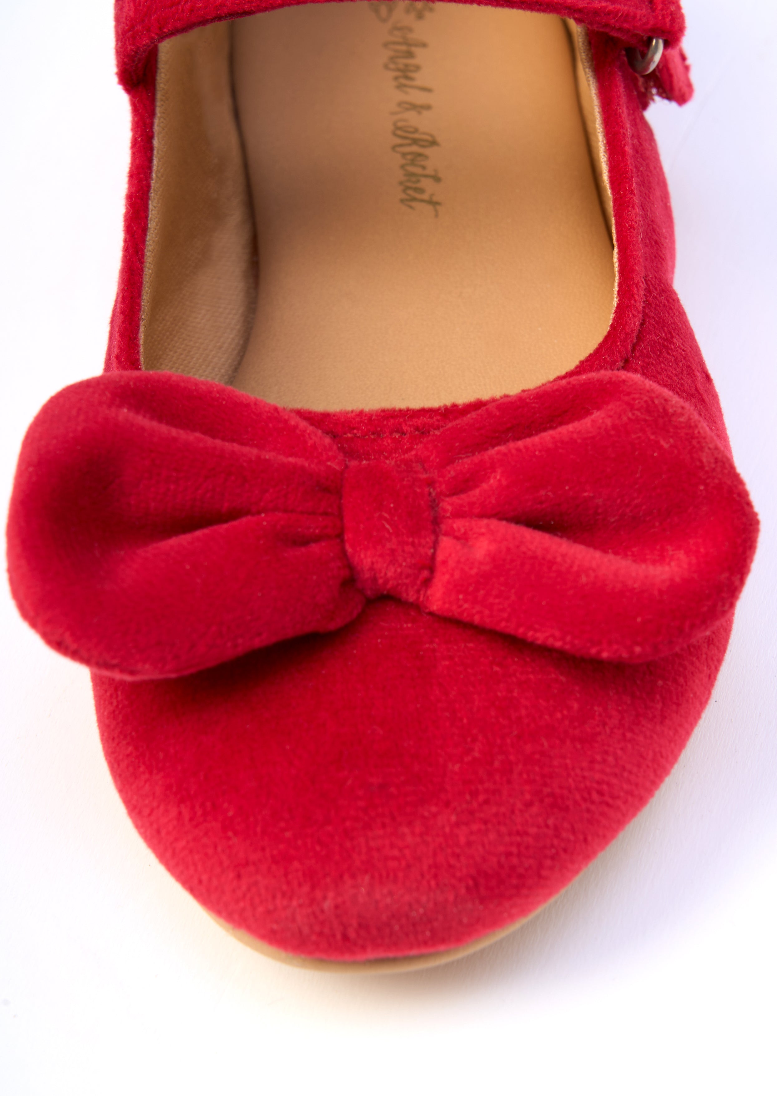 Chaussure à nœud en velours rouge