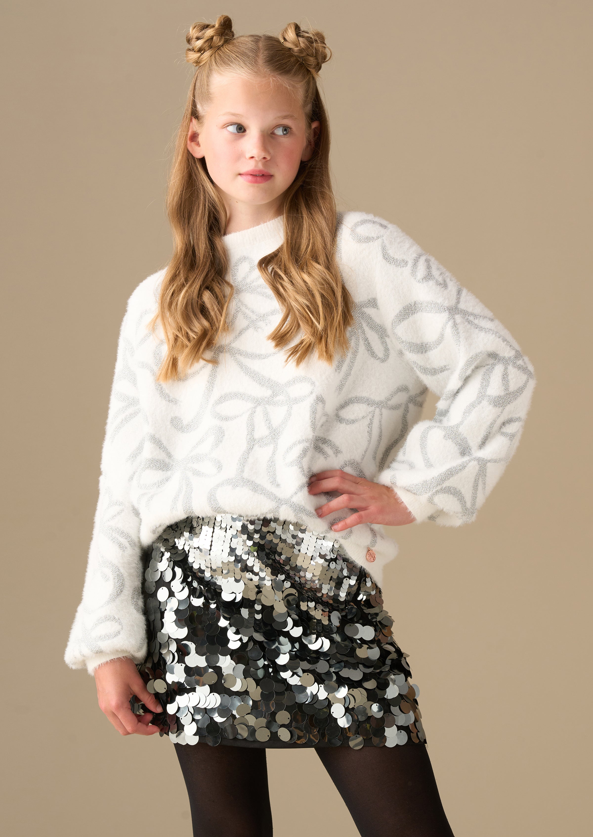 Livia Silver Bow Eyelash Jumper