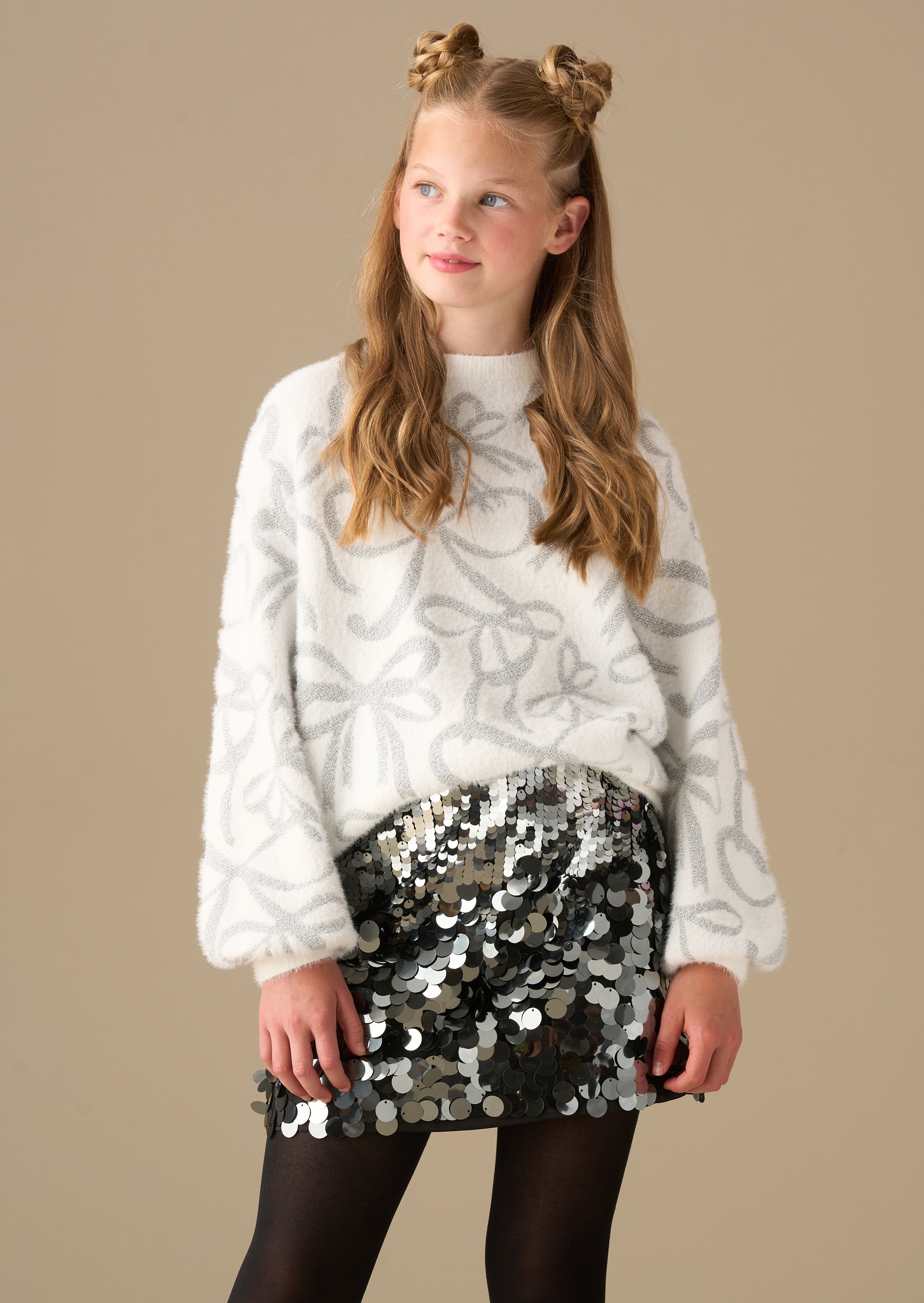 Livia Silver Bow Eyelash Jumper