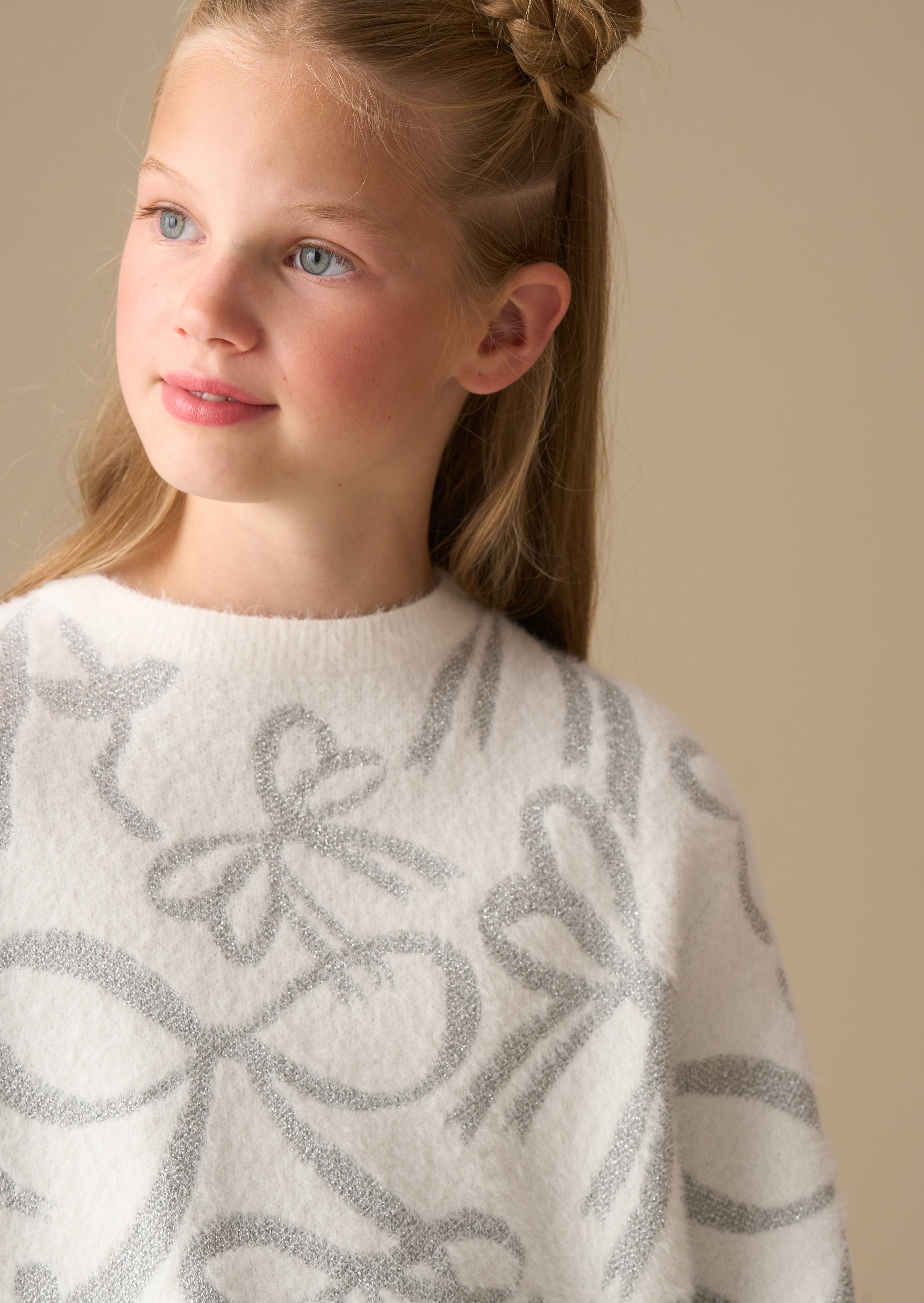 Livia Silver Bow Eyelash Jumper