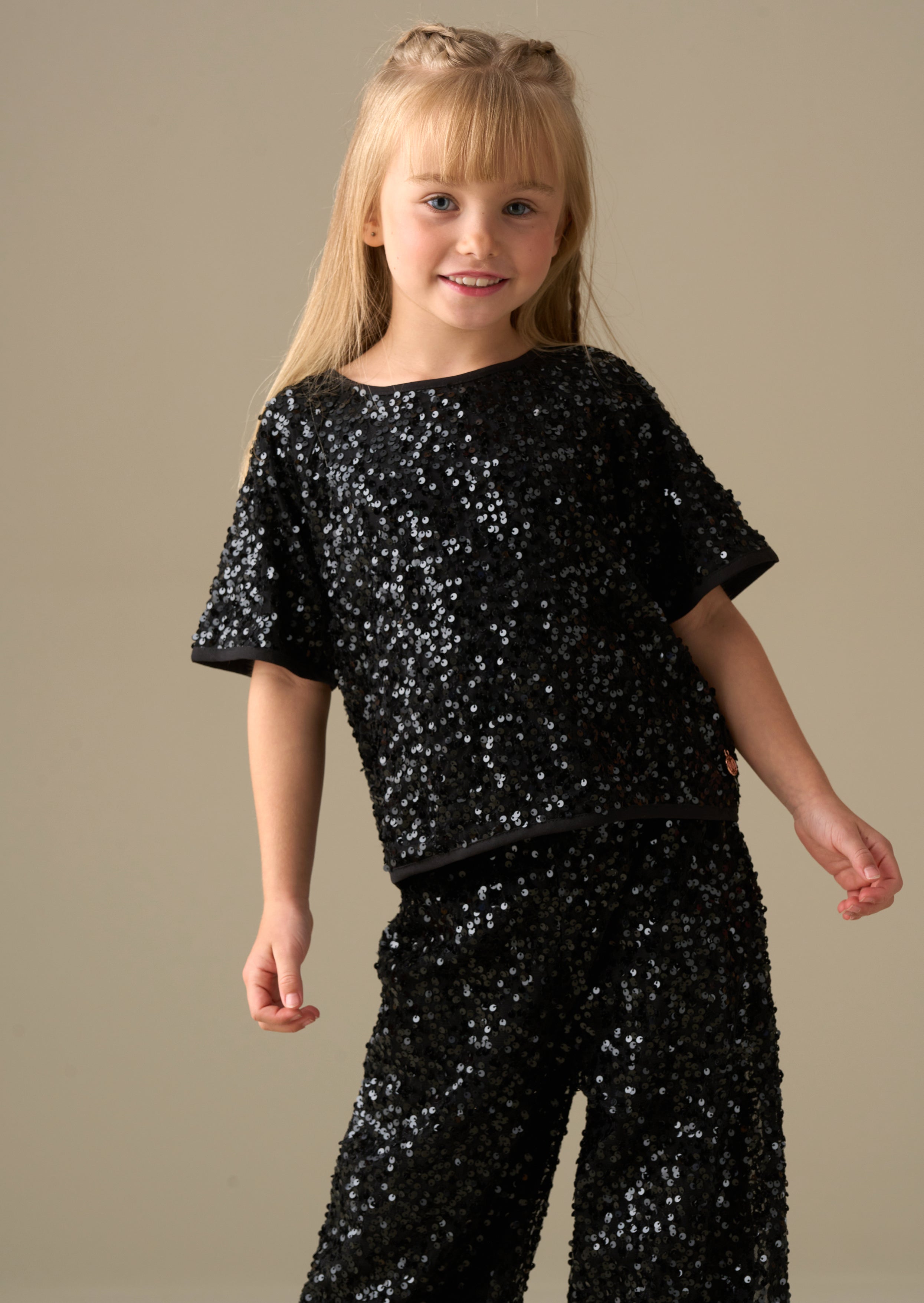 Leona Black Sequin Top