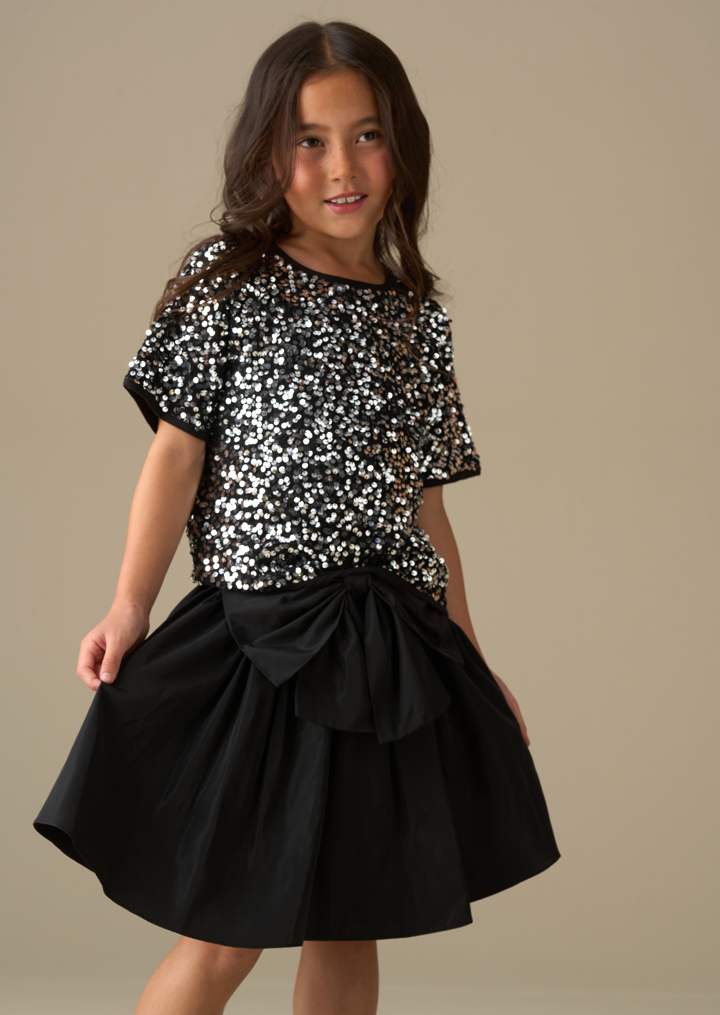 Leona Silver Sequin Top