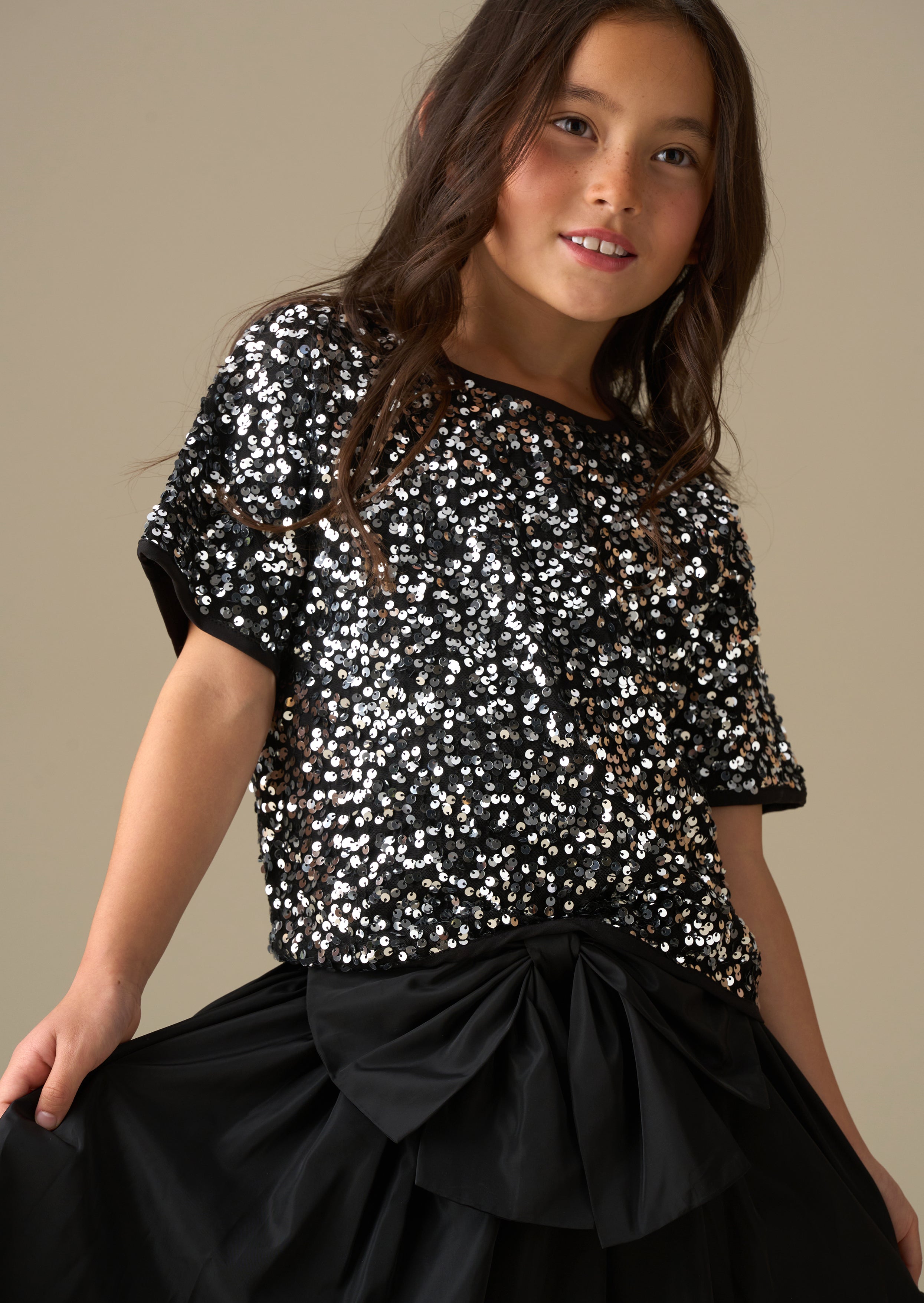 Leona Silver Sequin Top