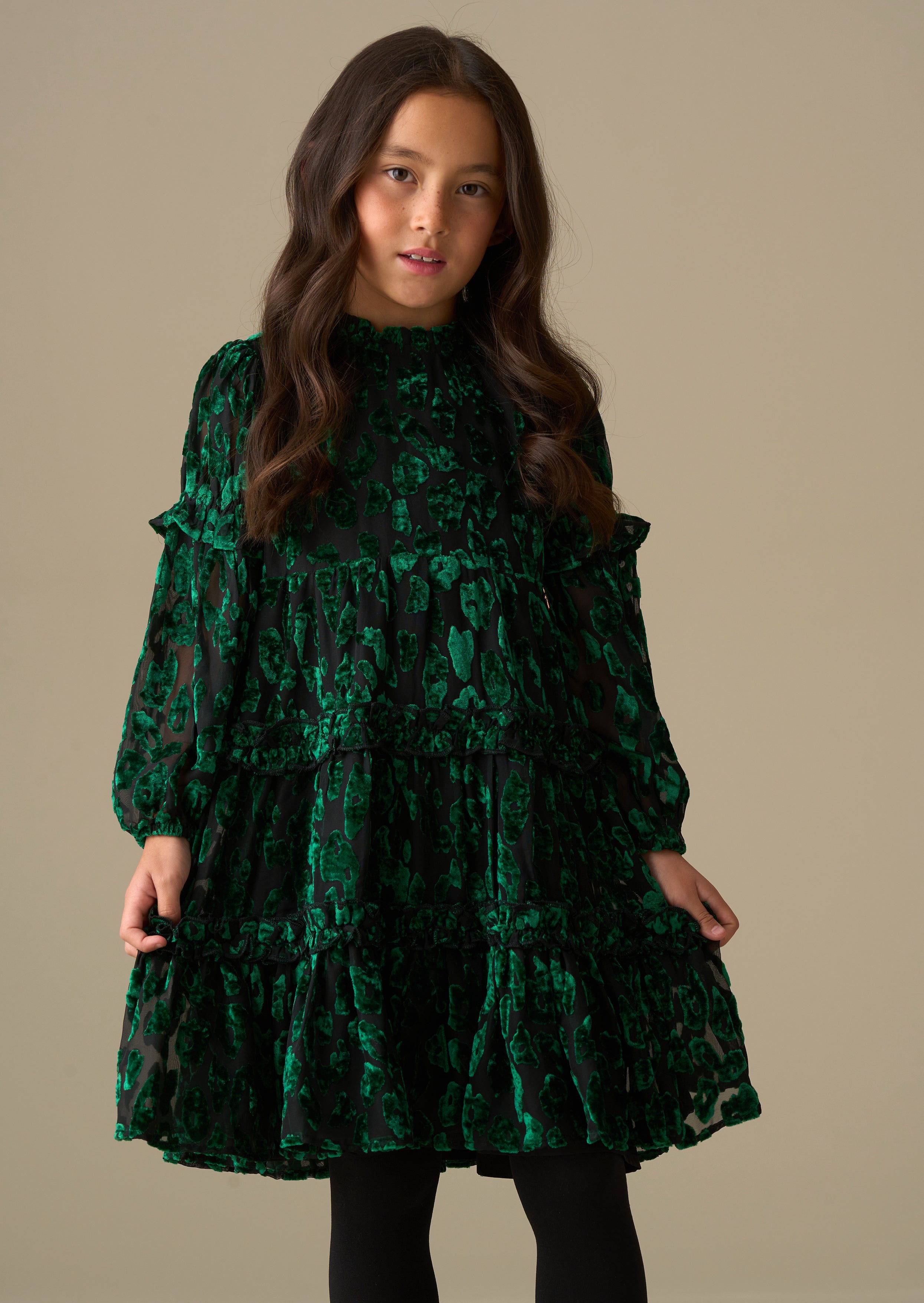 Poppy Devore Velvet Tiered Dress
