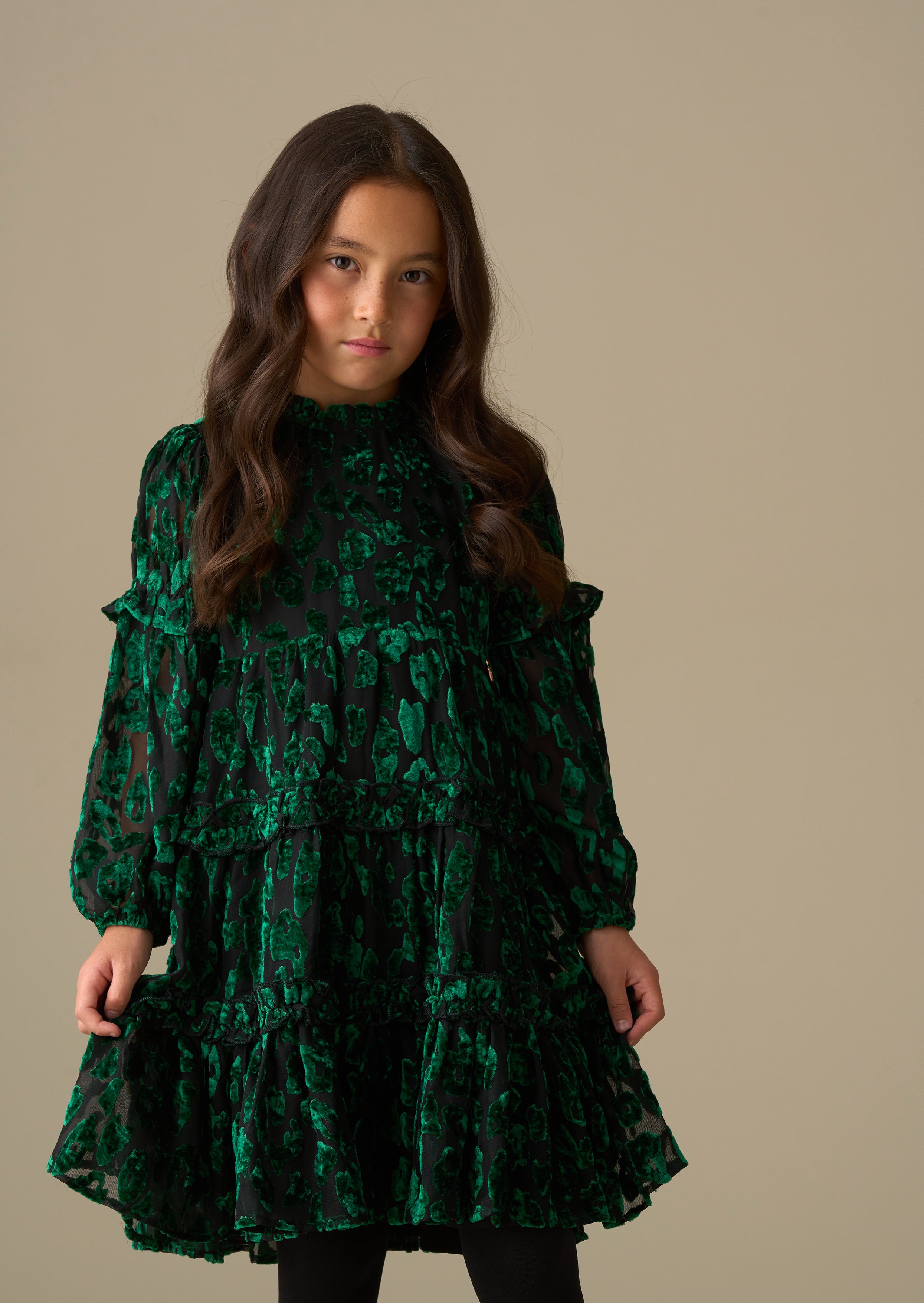 Poppy Devore Velvet Tiered Dress
