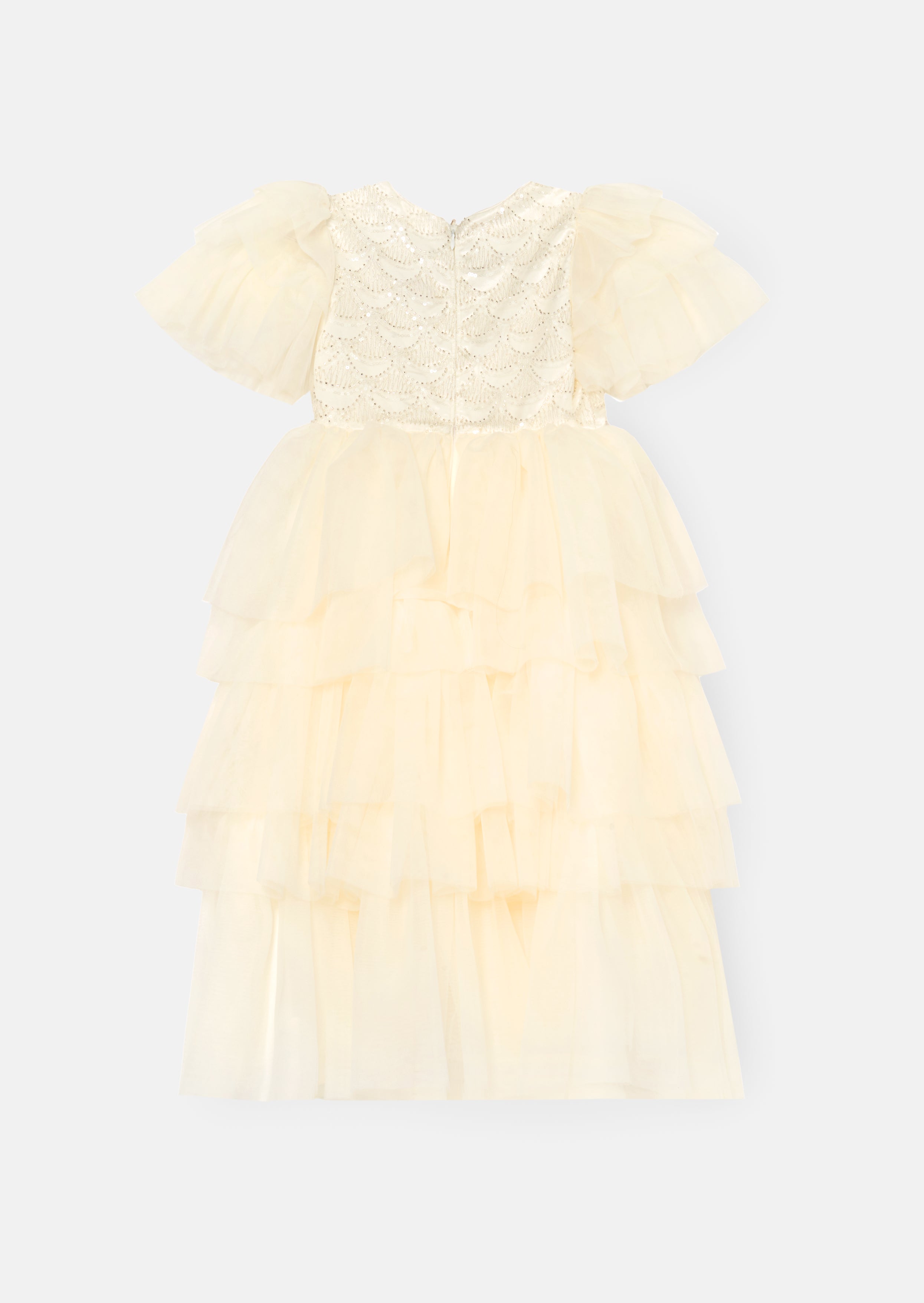 Robe en tulle ivoire Tiffany à volants perlés