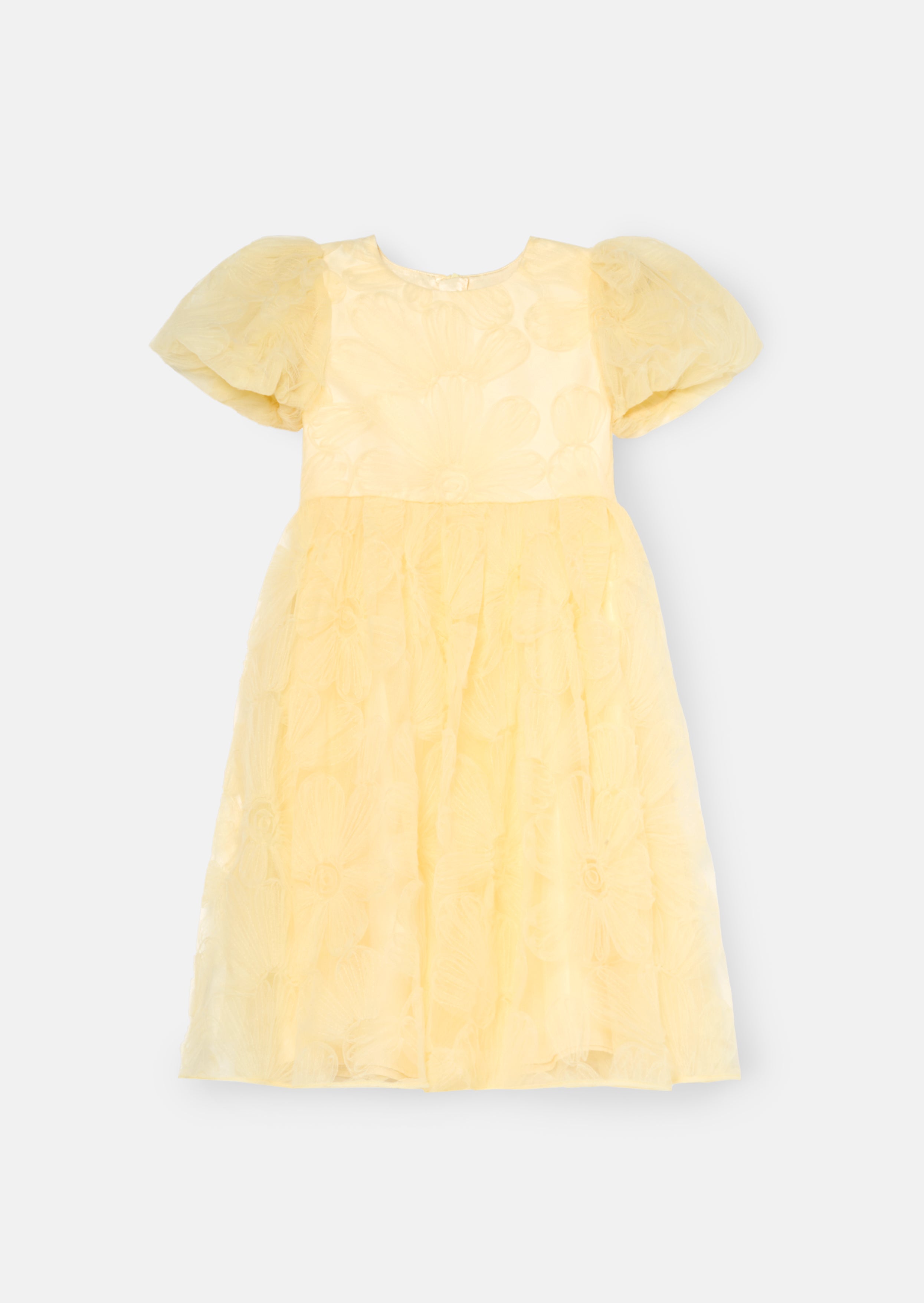 فستان فرانسين أصفر مزين بأكمام منفوشة