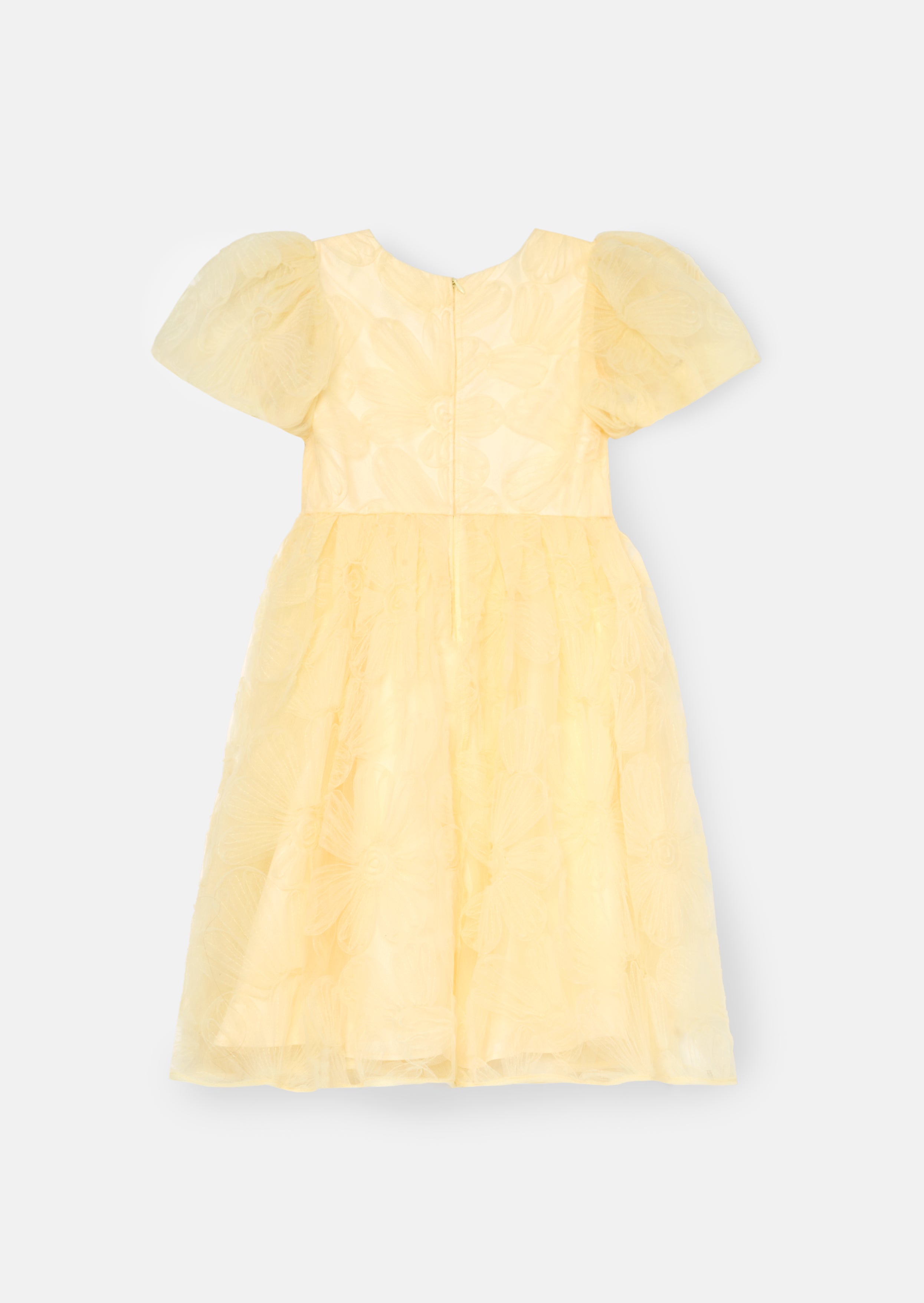 فستان فرانسين أصفر مزين بأكمام منفوشة