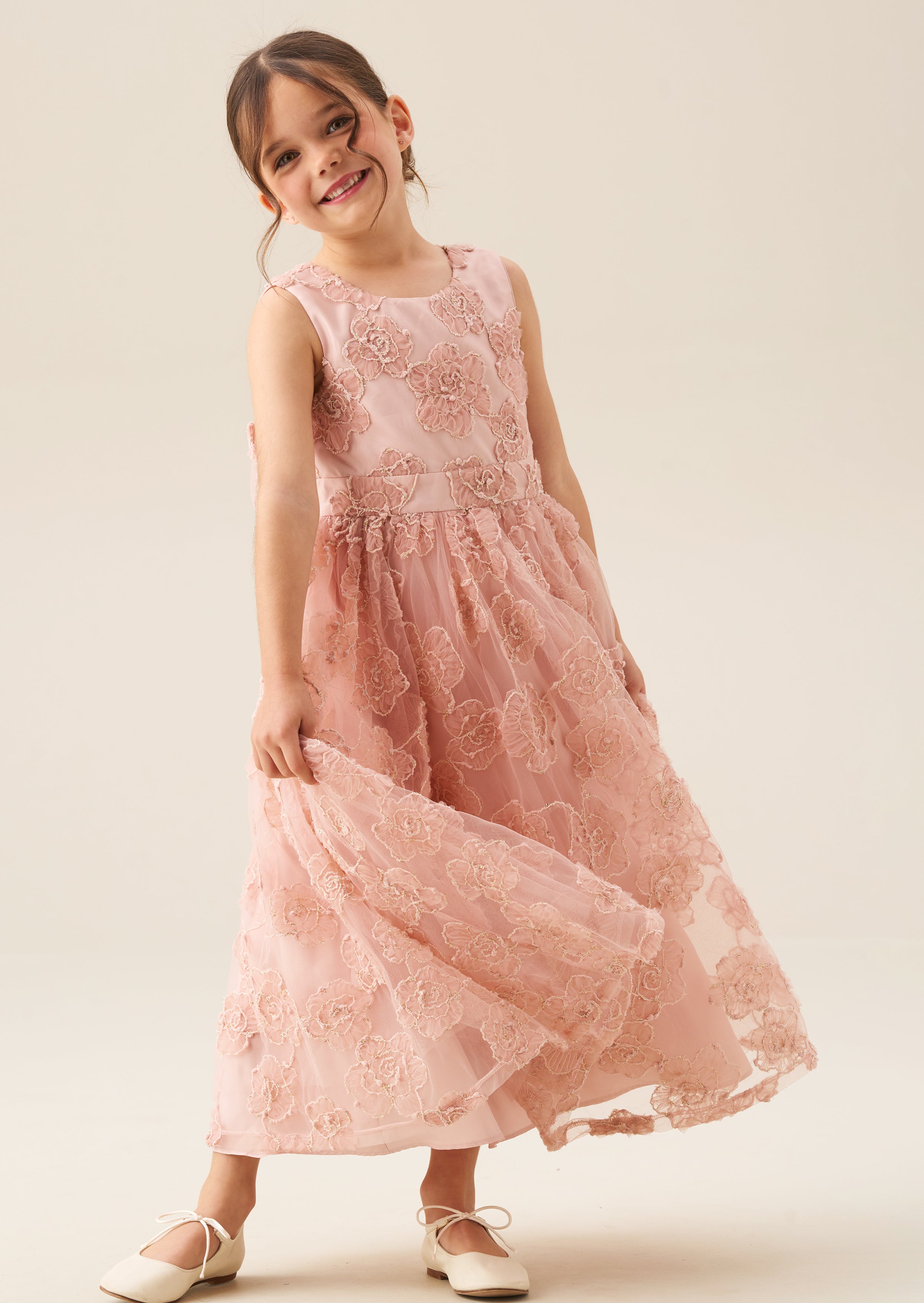 Louise Blush Embellished Bow Back Dress