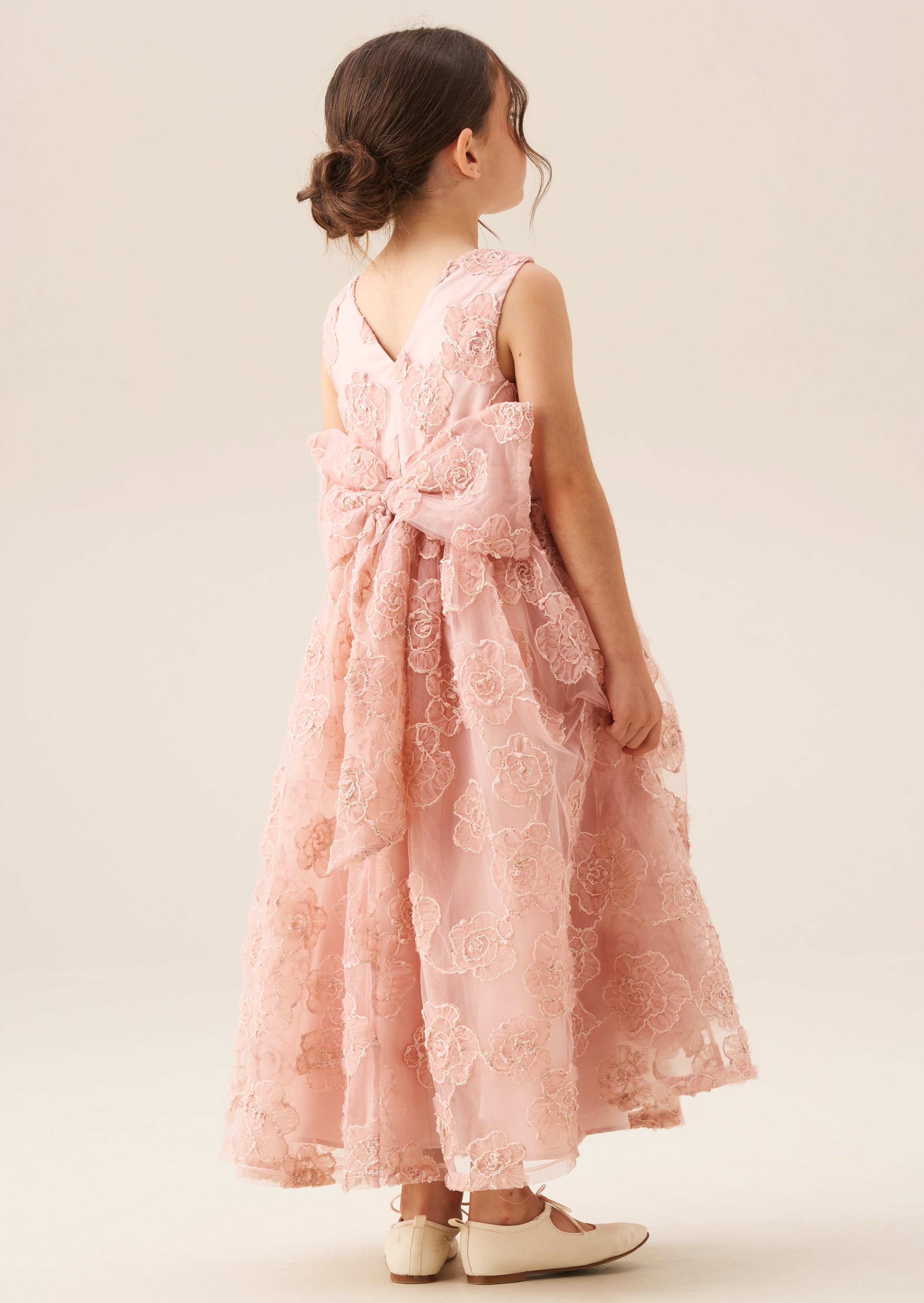 Louise Blush Embellished Bow Back Dress