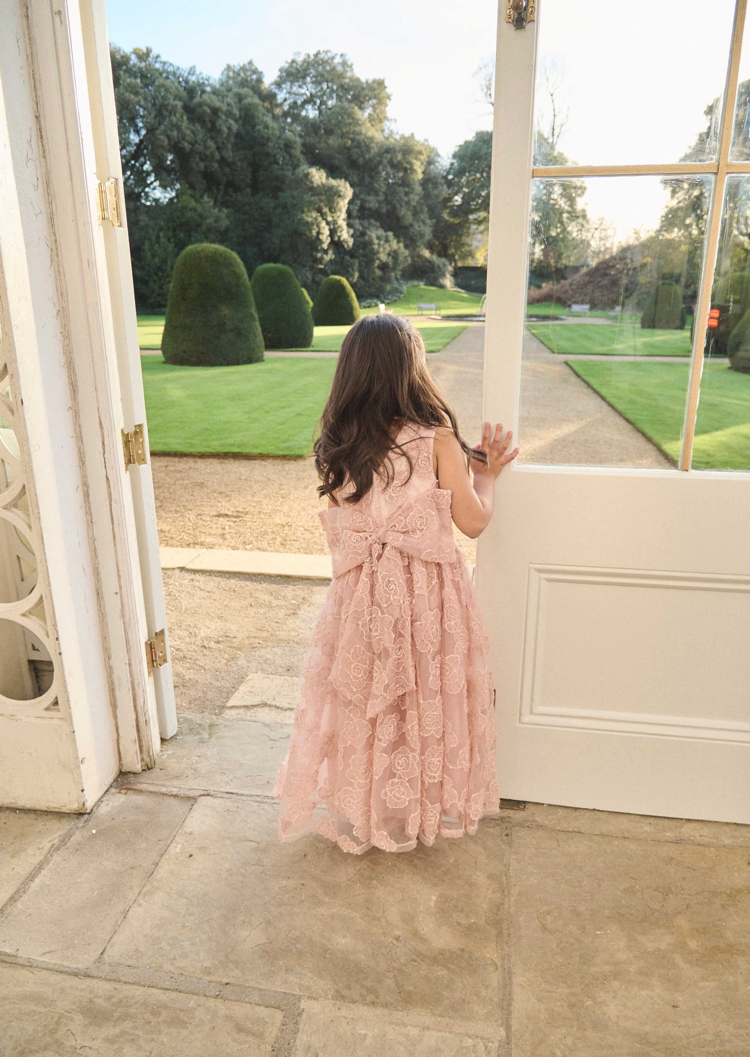 Louise Blush Embellished Bow Back Dress