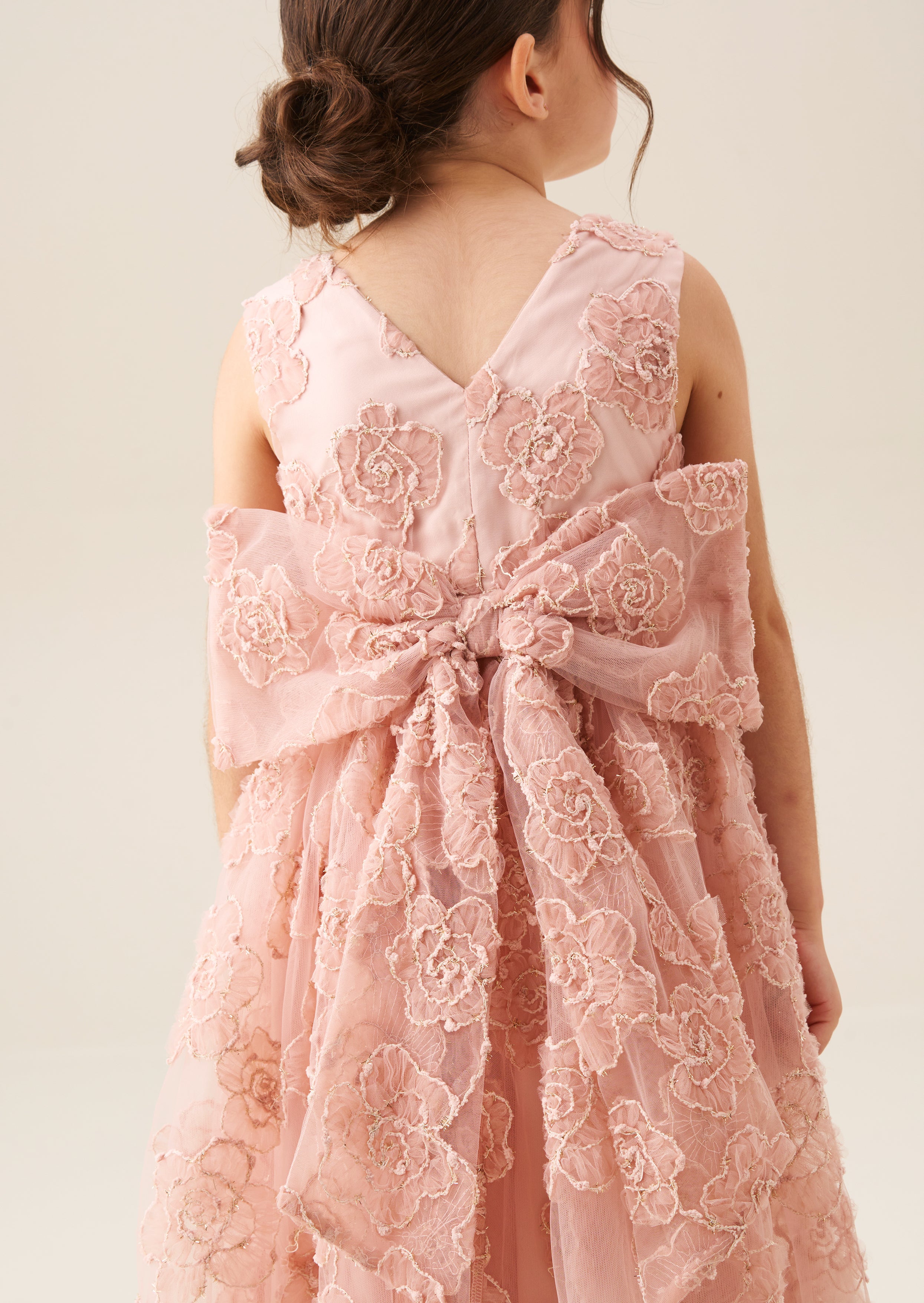 Louise Blush Embellished Bow Back Dress