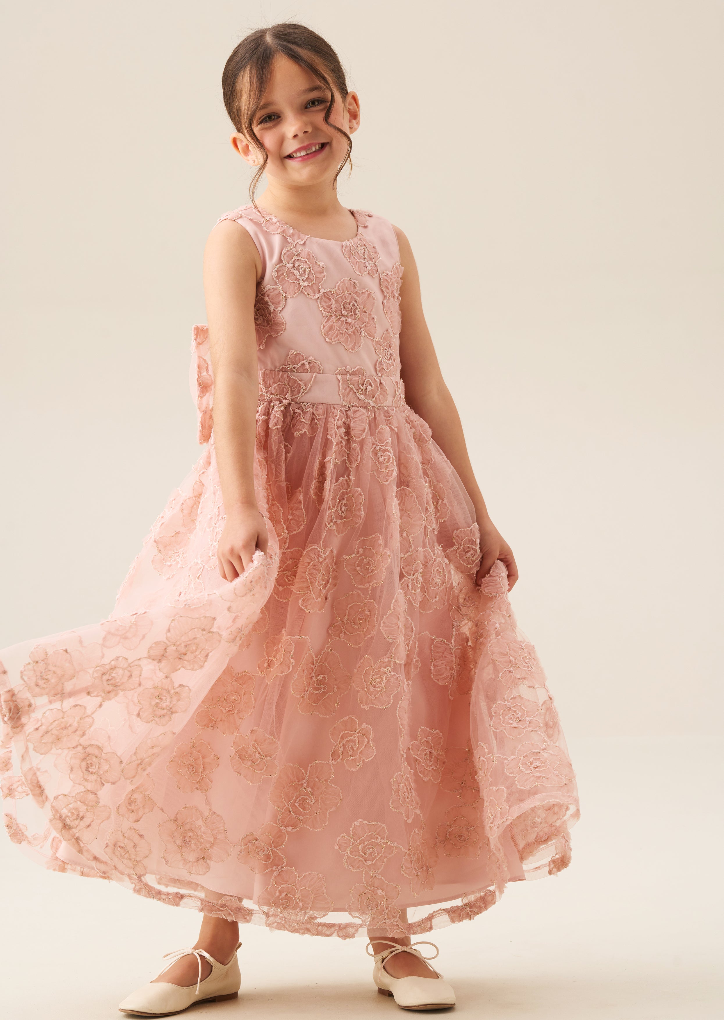 Louise Blush Embellished Bow Back Dress